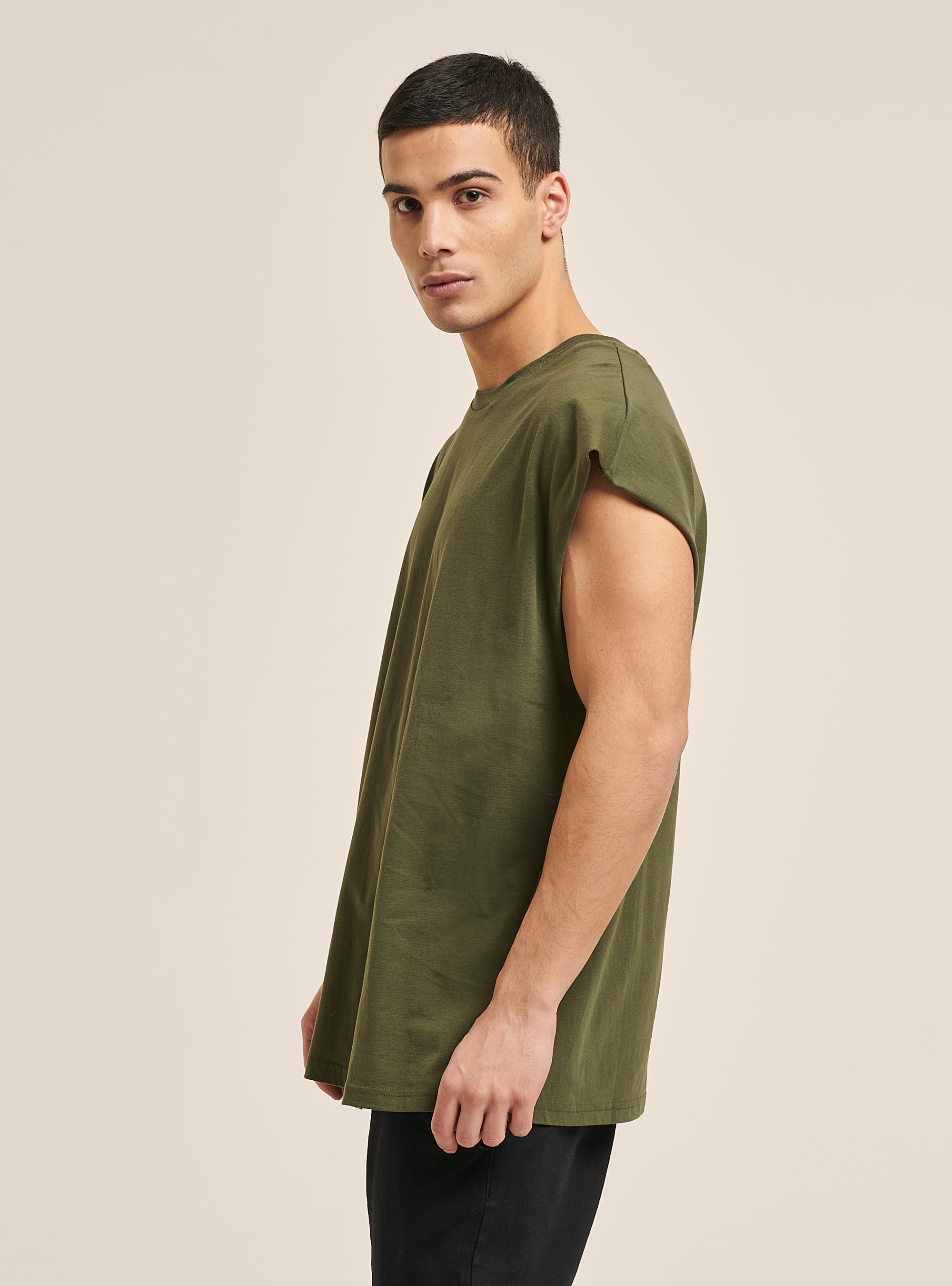 D&eacute;bardeur basique oversize en coton, C5587 KAKY