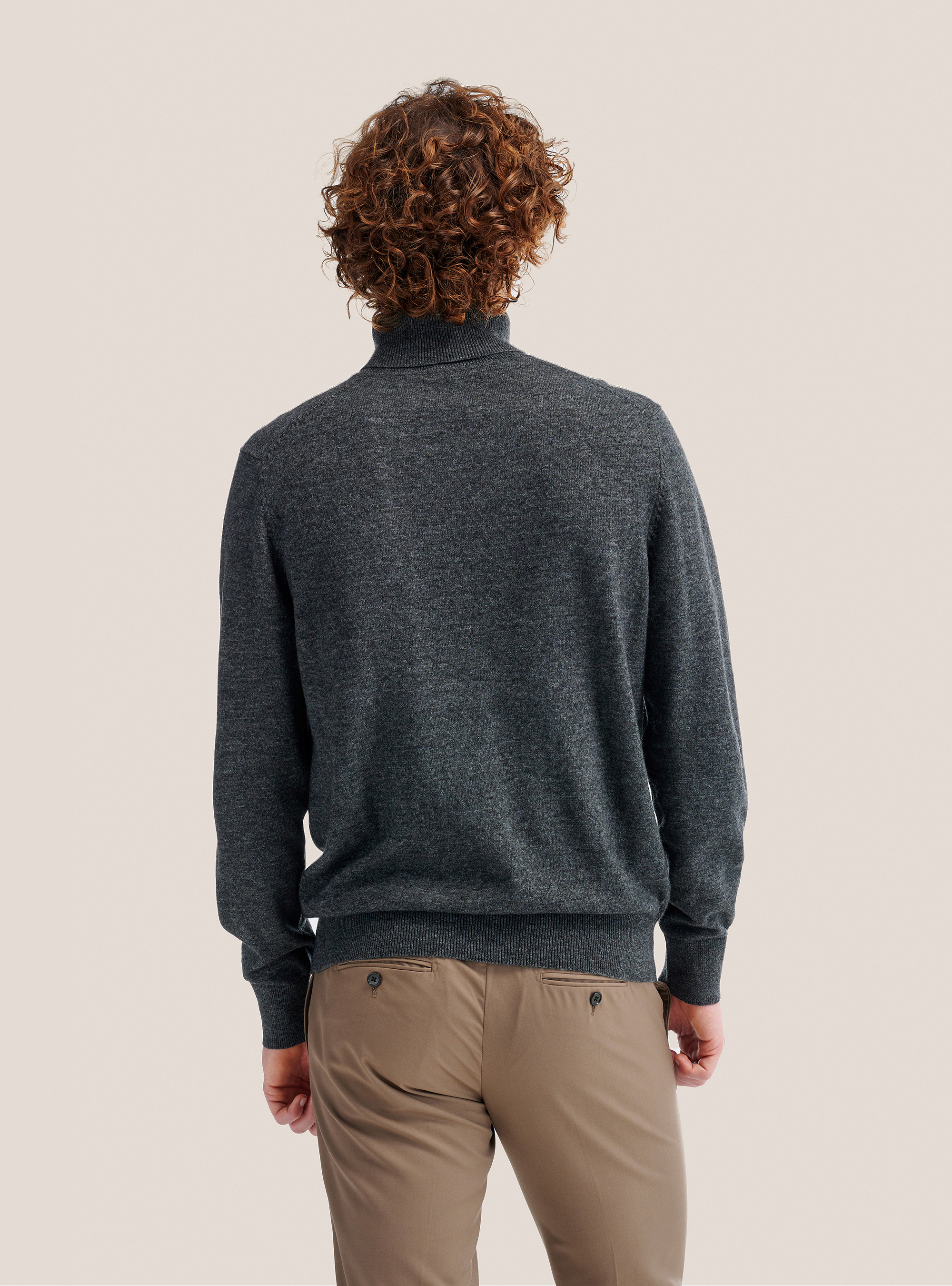 Rollkragenpullover mit Rippstrickabschluss, C125 GREY M