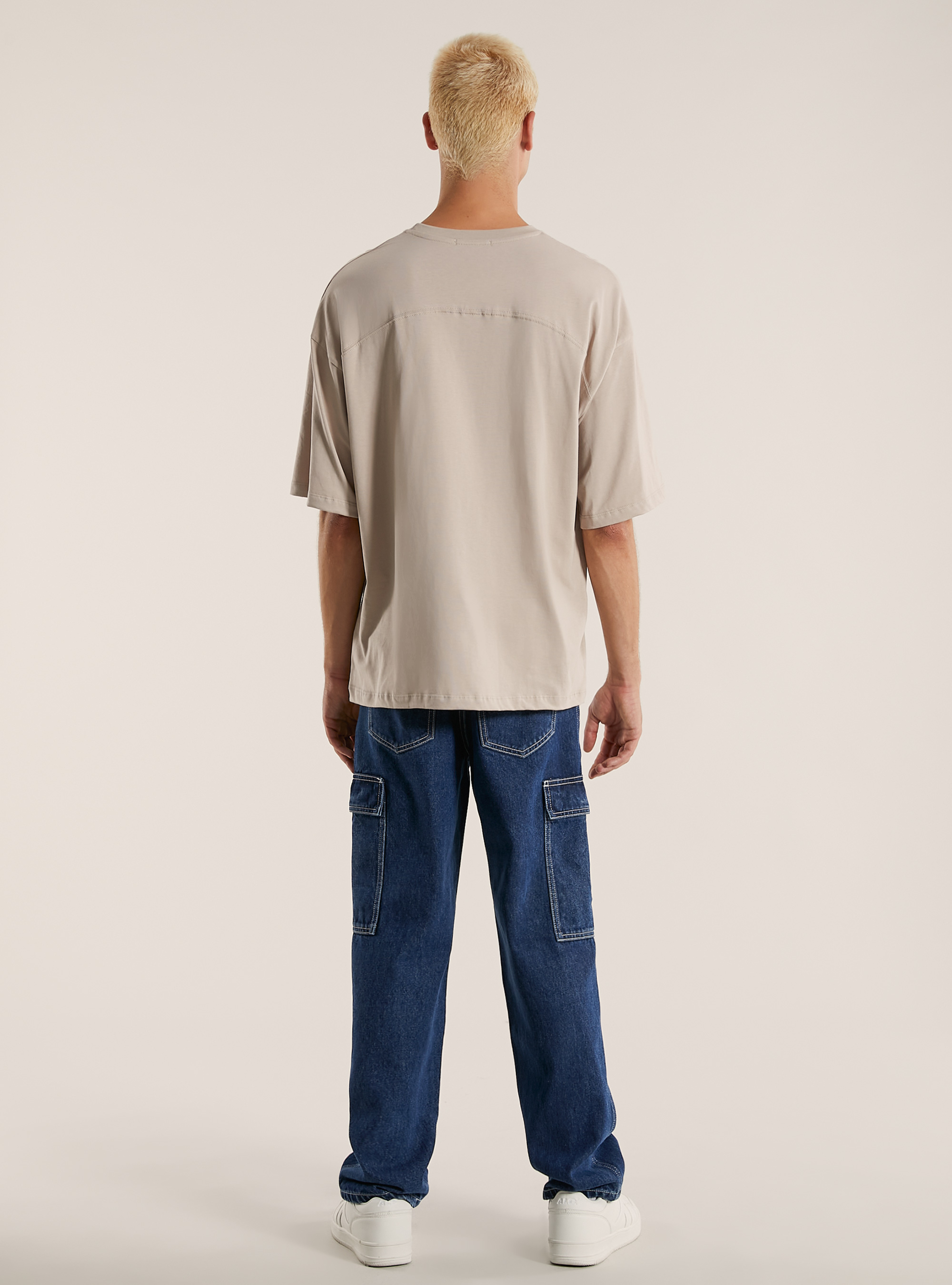 Over Fit T-Shirt mit Aufdruck, BG2 BEIGE MEDIUM