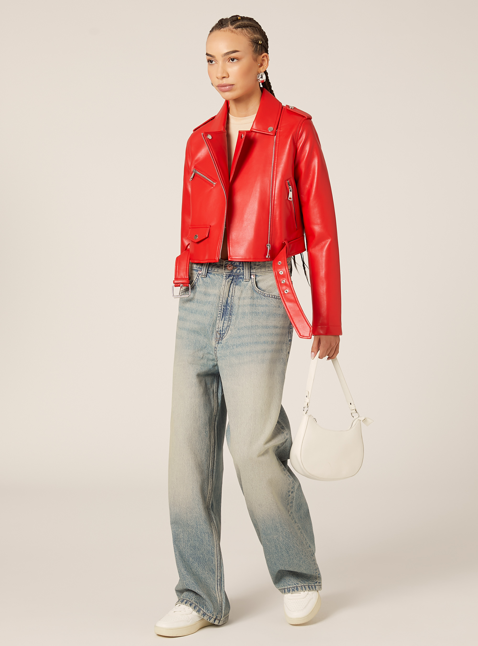 Chaqueta motera efecto piel, RD2 RED MEDIUM