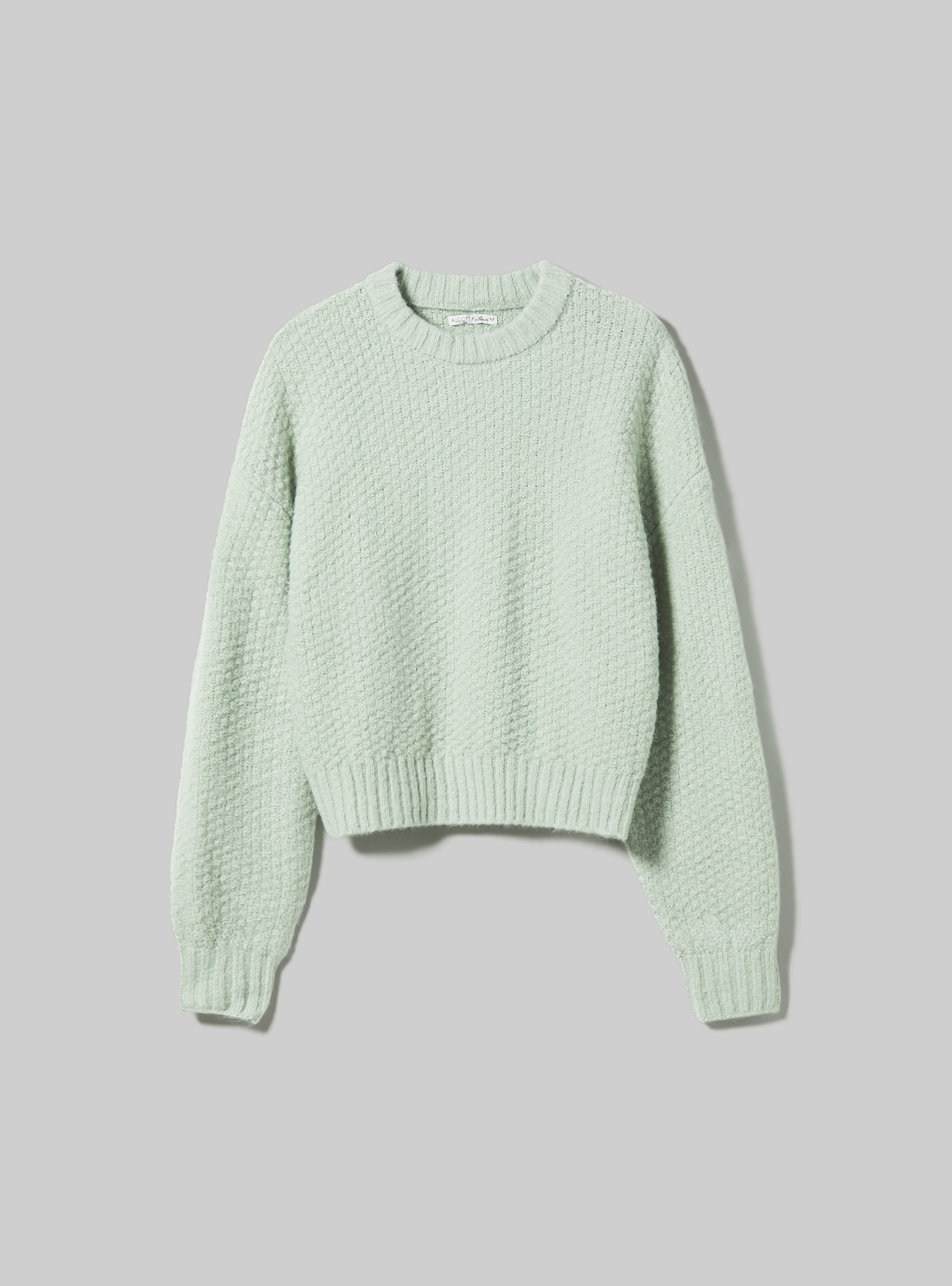 Pullover girocollo punto pop corn, C6585 GREEN