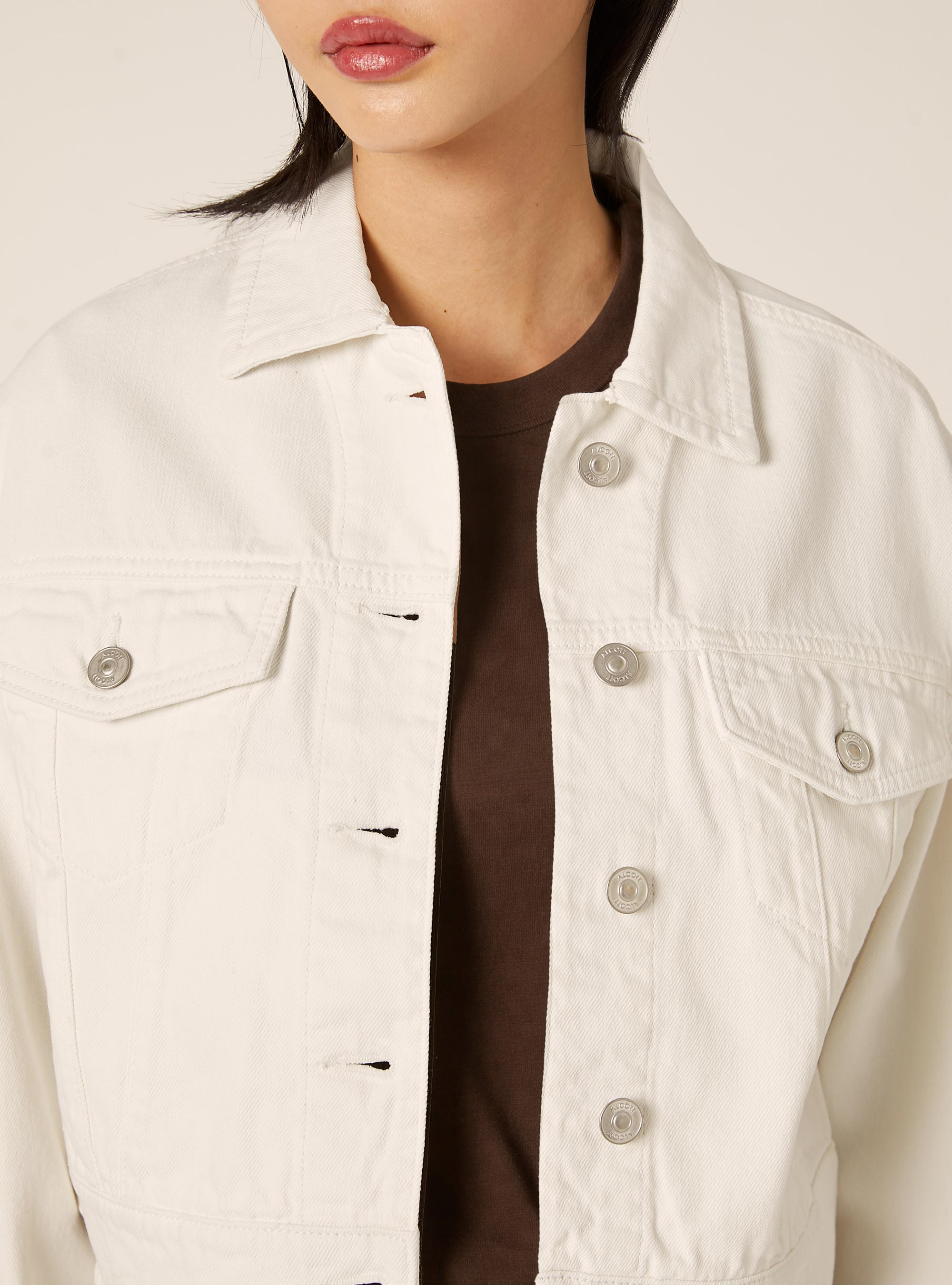 Chaqueta corta de sarga, WH1 OFF WHITE