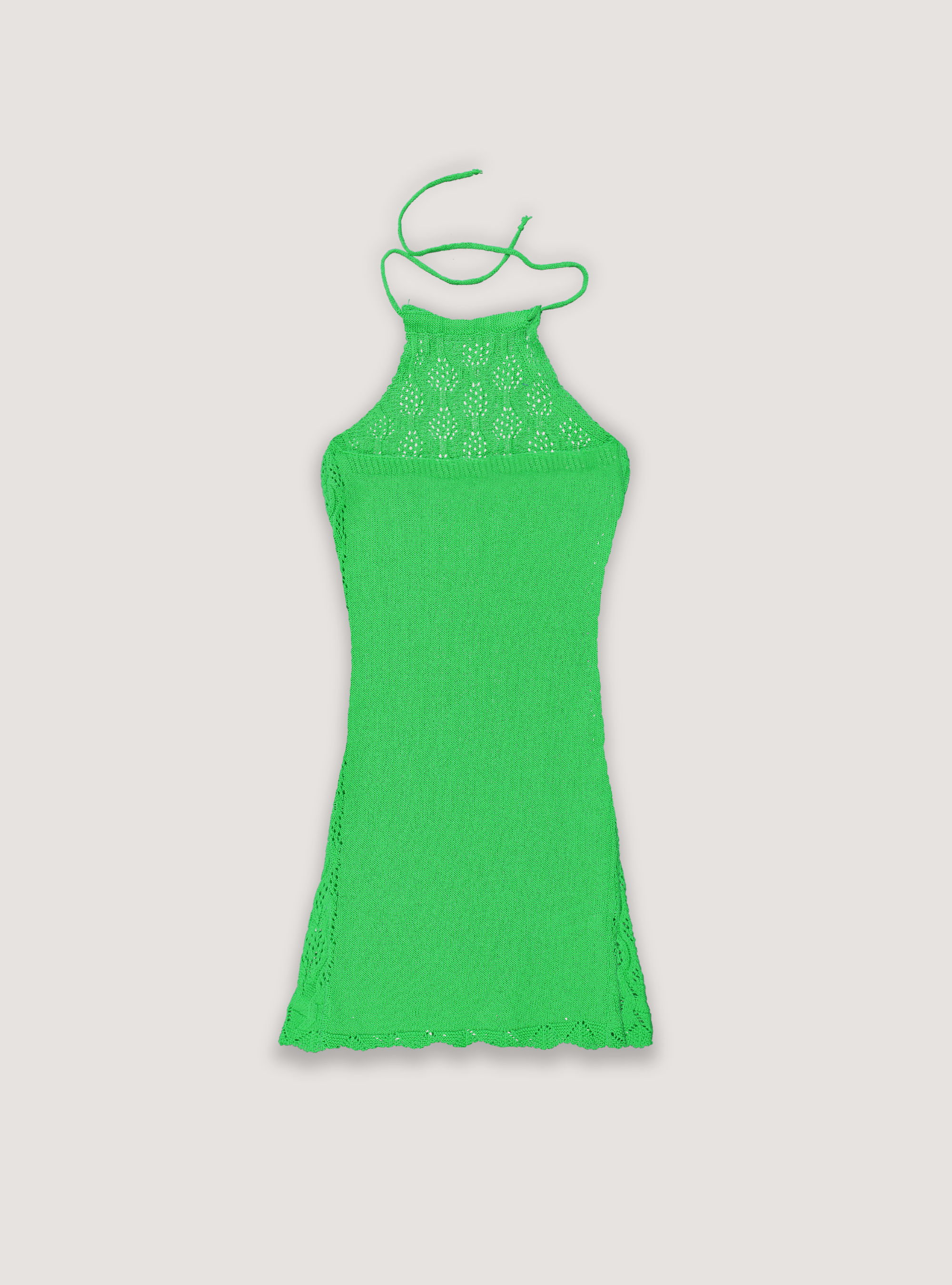 Vestido de punto de crochet con escote halter, GN1 DARK GREEN