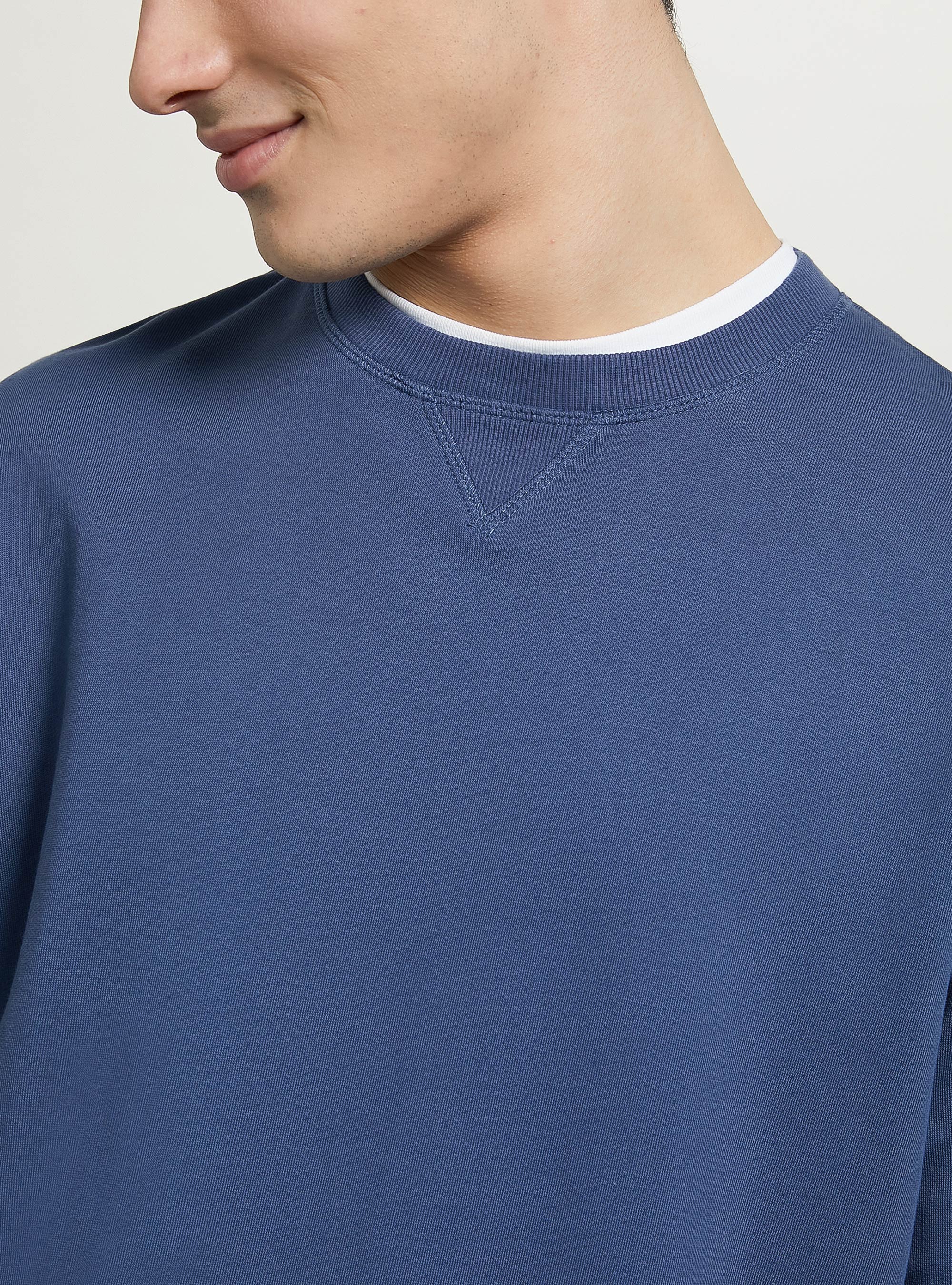 Plain-coloured crew-neck sweatshirt, BL2 BLUE MEDIUM