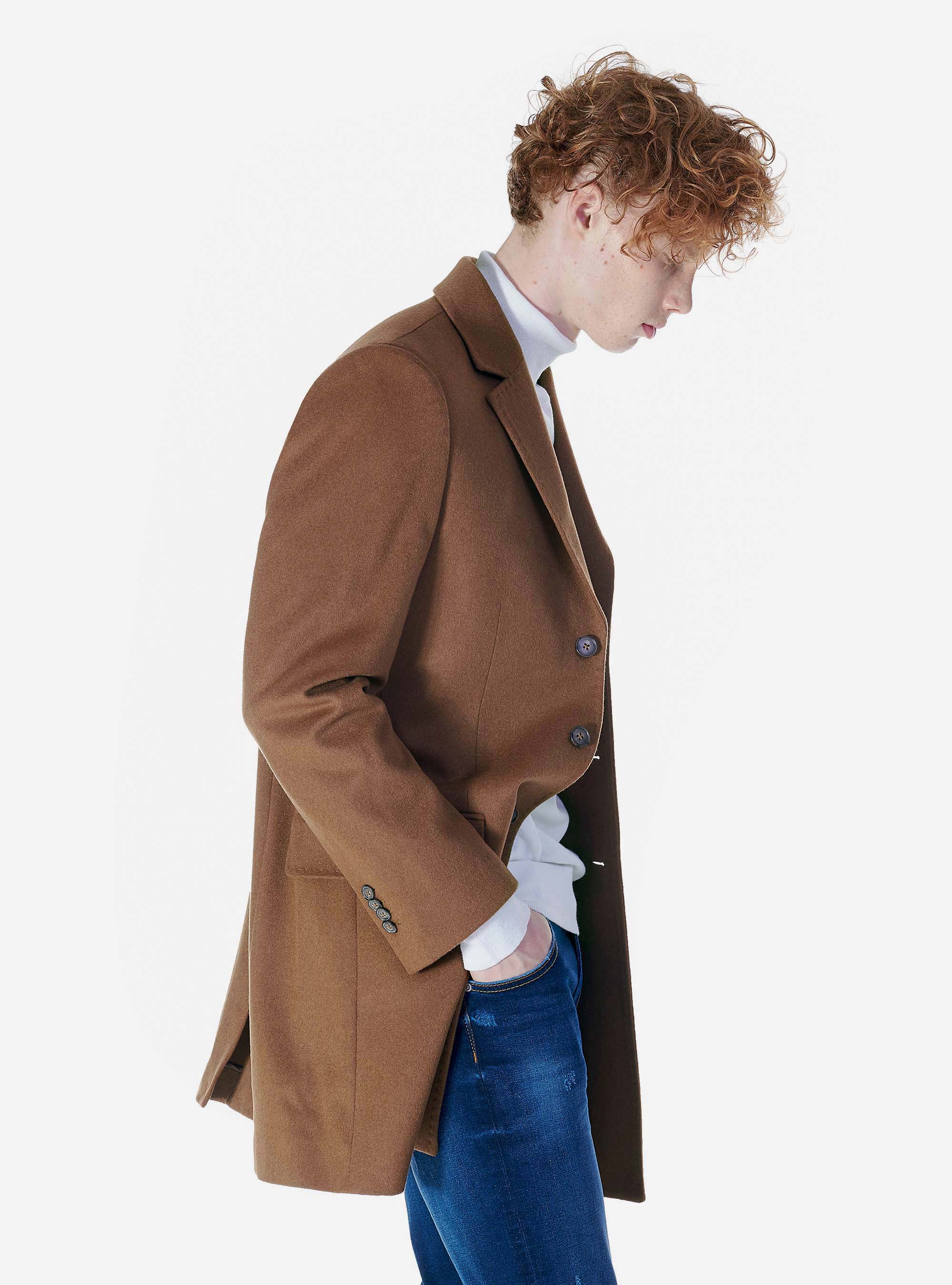 WOOL COAT, TOBACCO