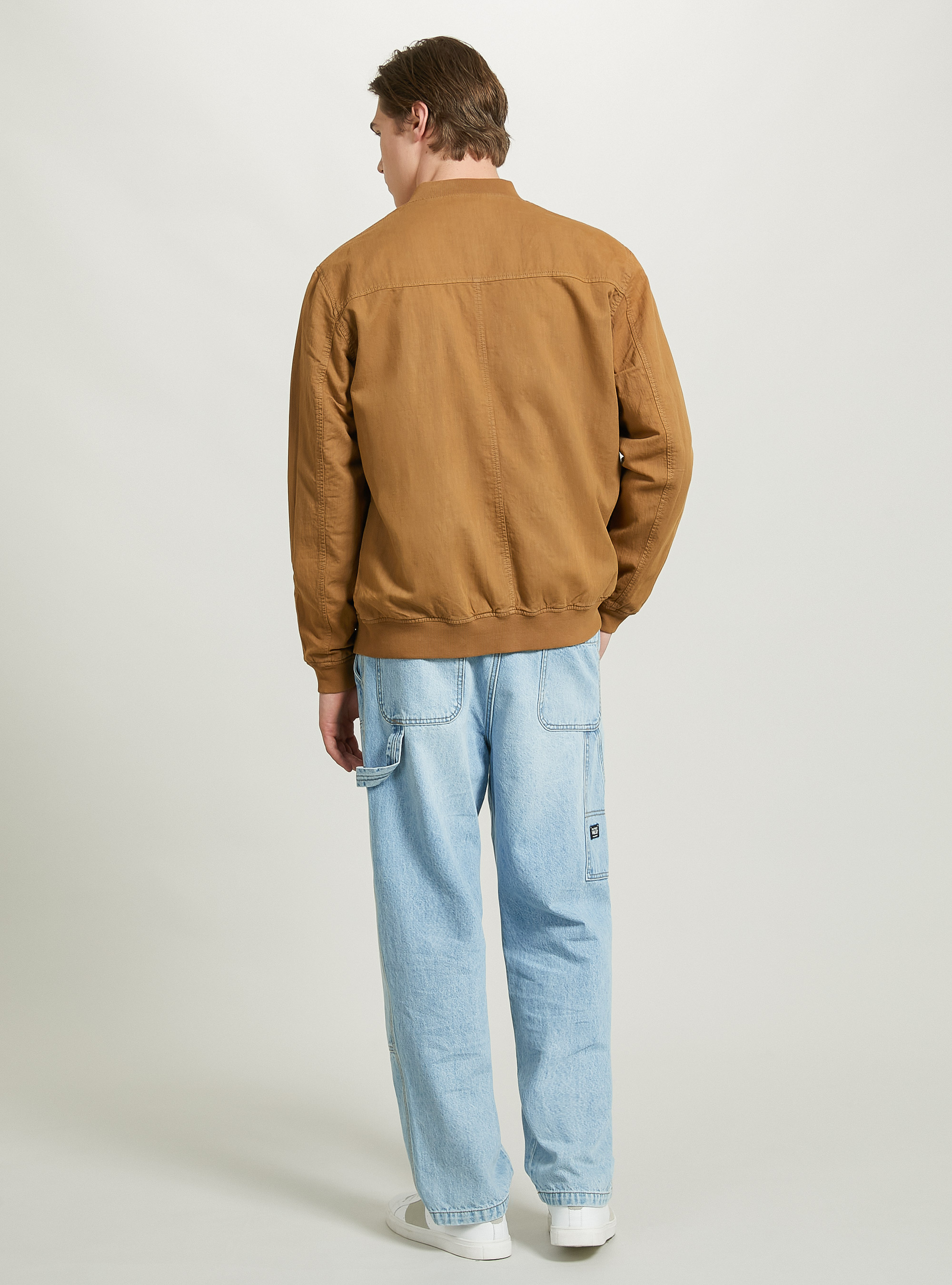 Linen bomber jacket, C5621 TOBACCO