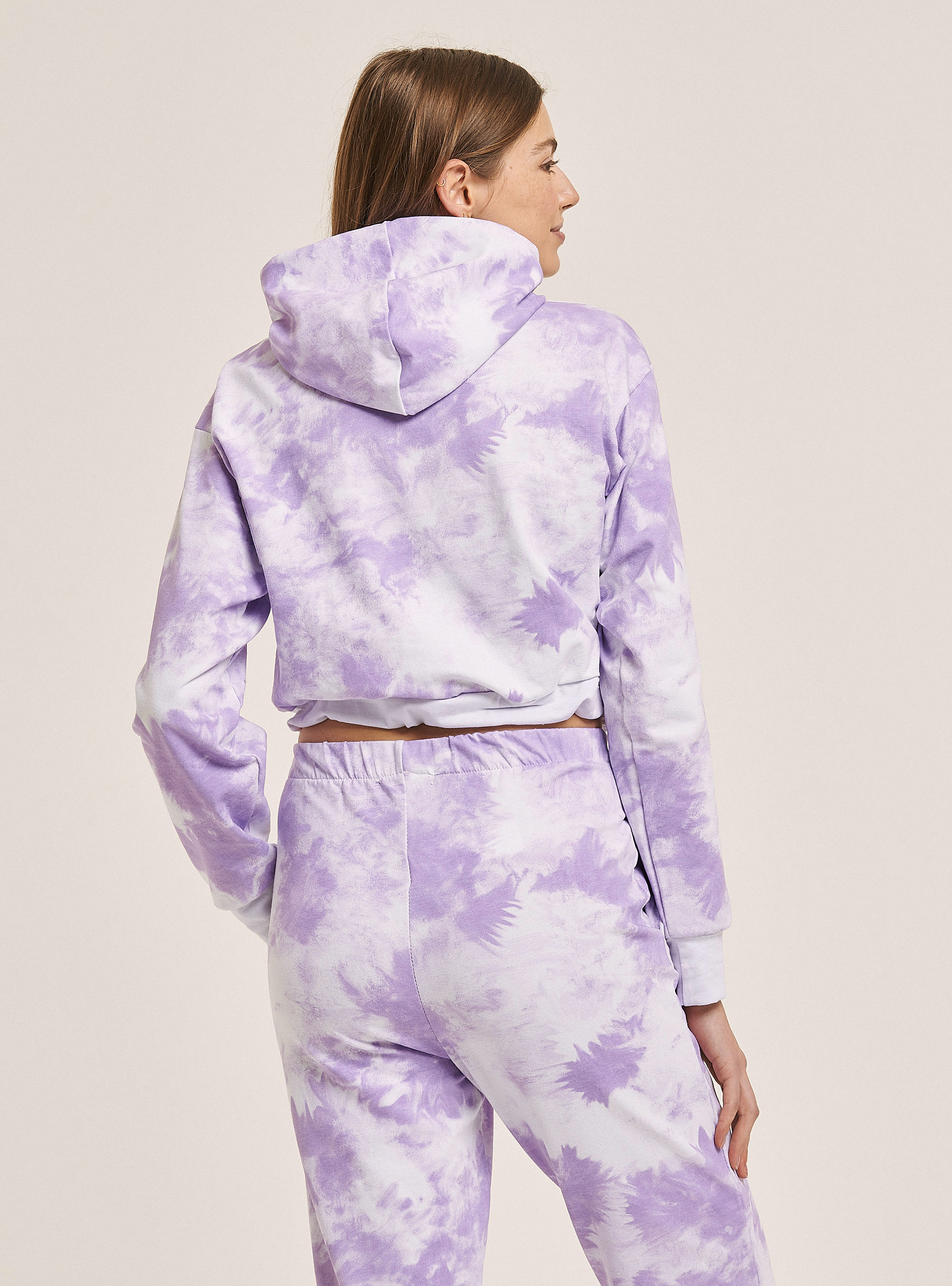 Felpa crop tie-dye, LILLAC/WHITE B101