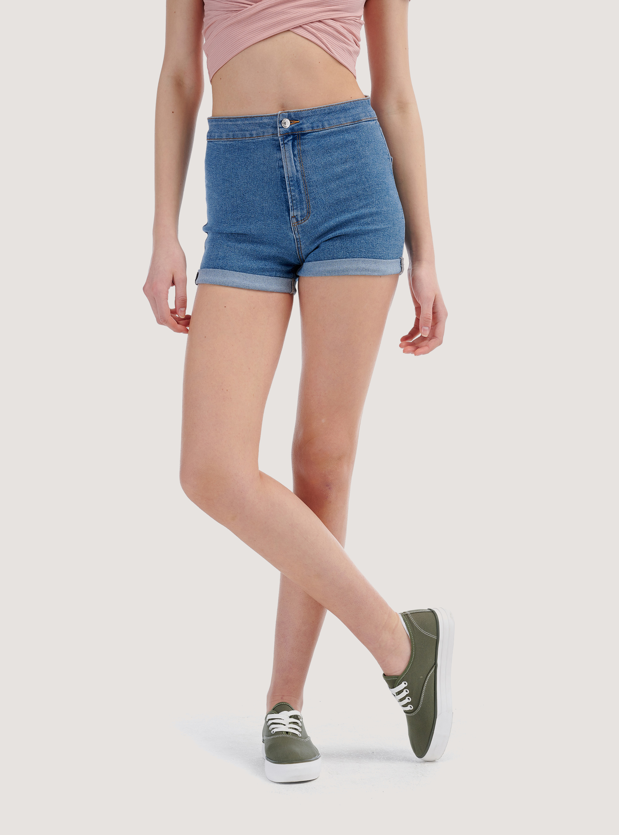 Stretch denim shorts, D004 MEDIUM LIGHT BLUE