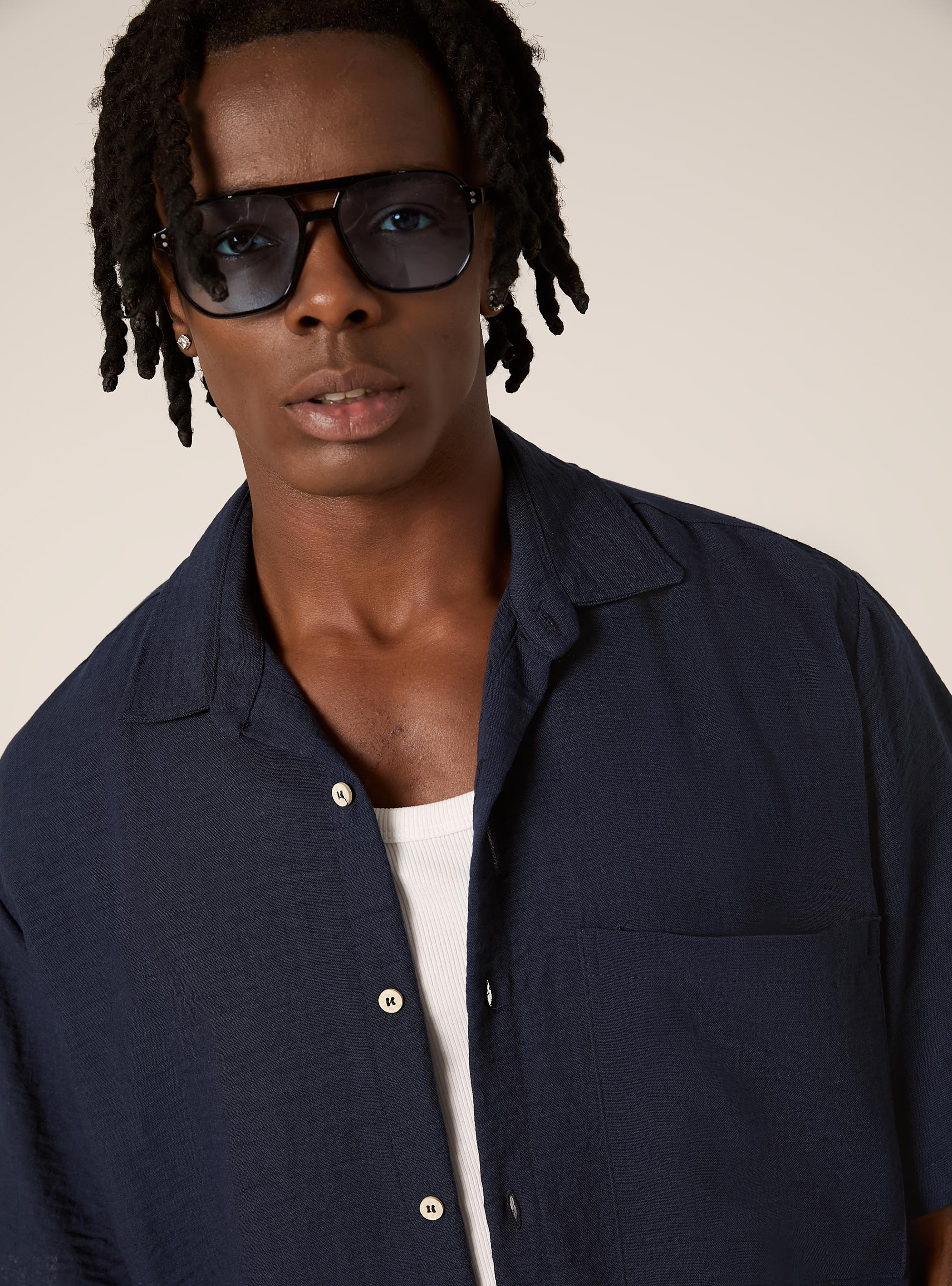 Short-sleeved shirt with breast pocket, BL2 BLUE MEDIUM