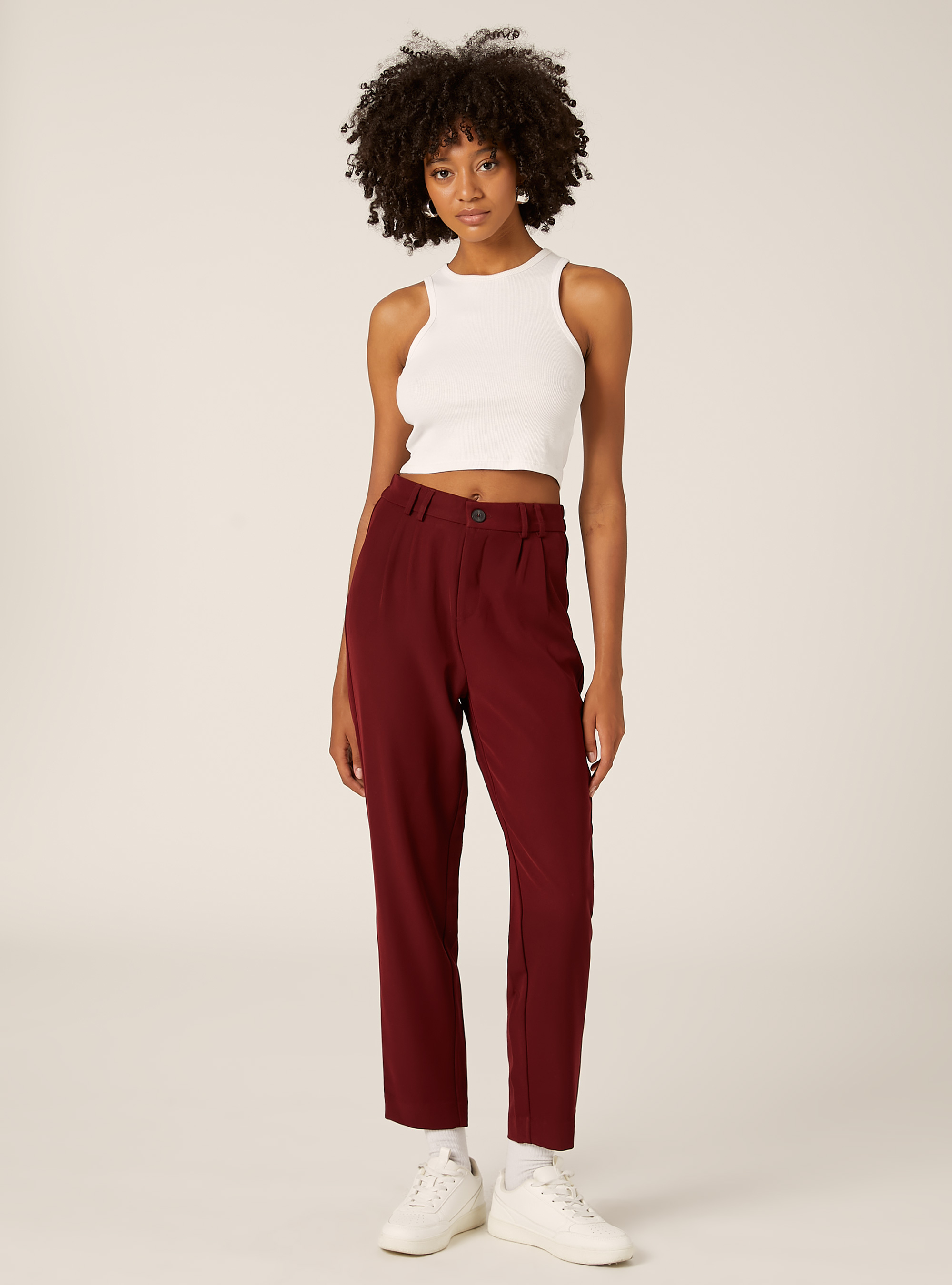 Pantaloni con pinces regular fit, BO1 BORDEAUX DARK