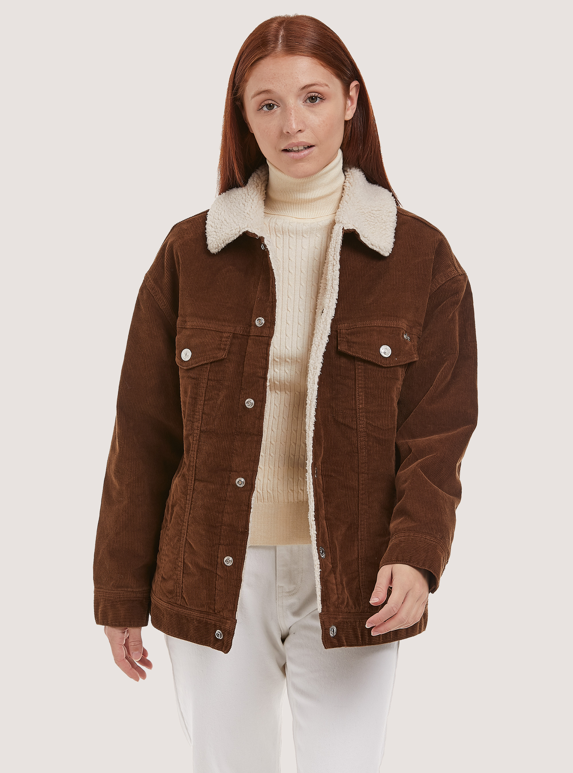 Truker jacket with teddy inside, TB1 TOBACCO DARK