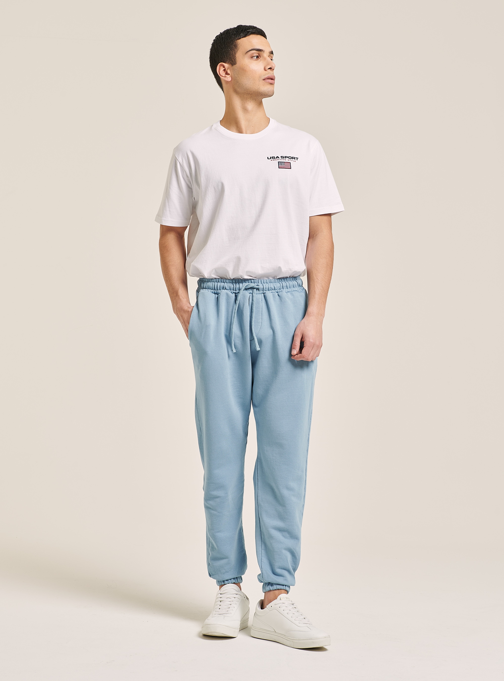 Pantaloni jogger in cotone, C176 AZZURRE