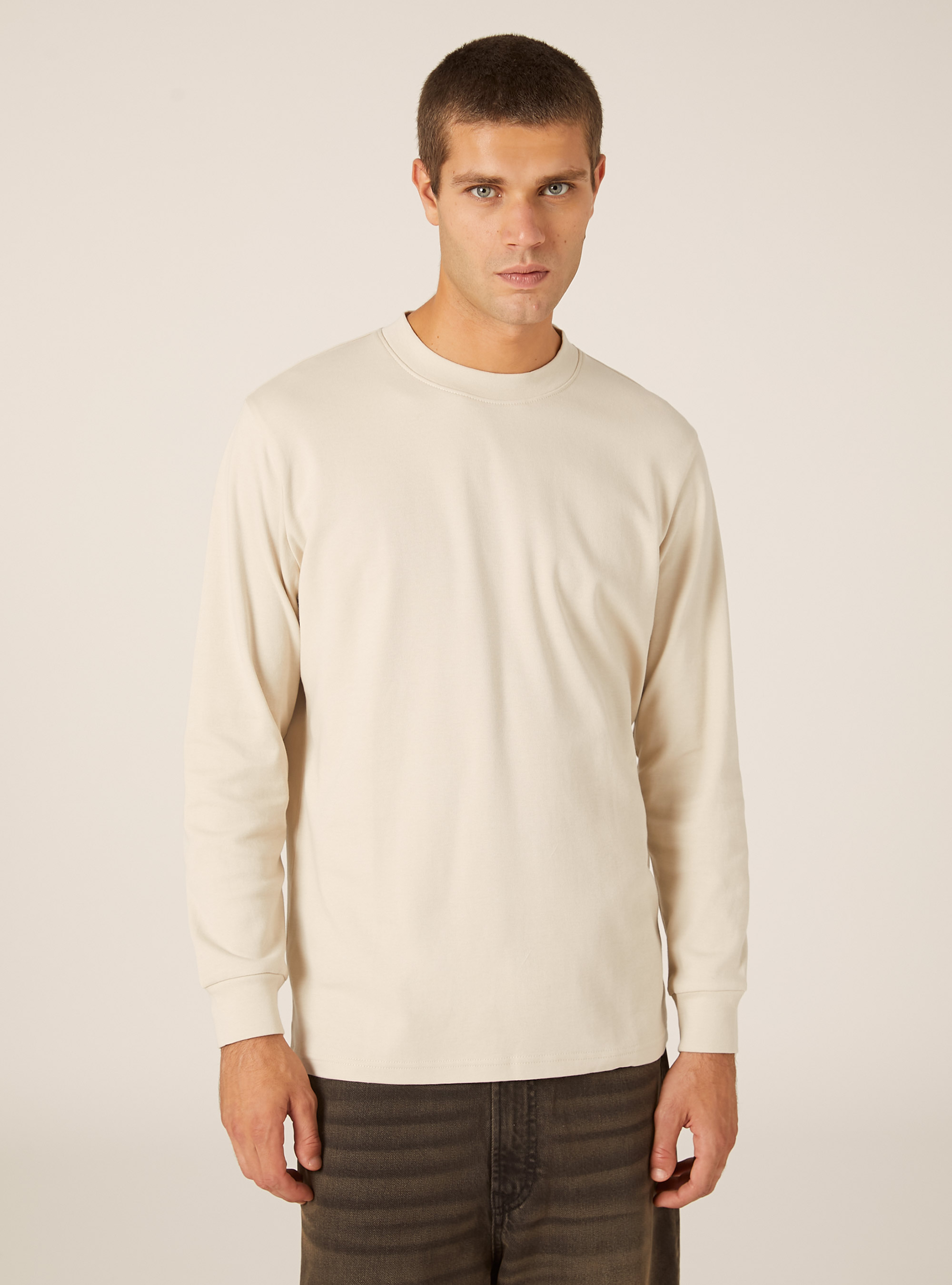 Long-sleeved cotton T-shirt, CR3 CREAM LIGHT