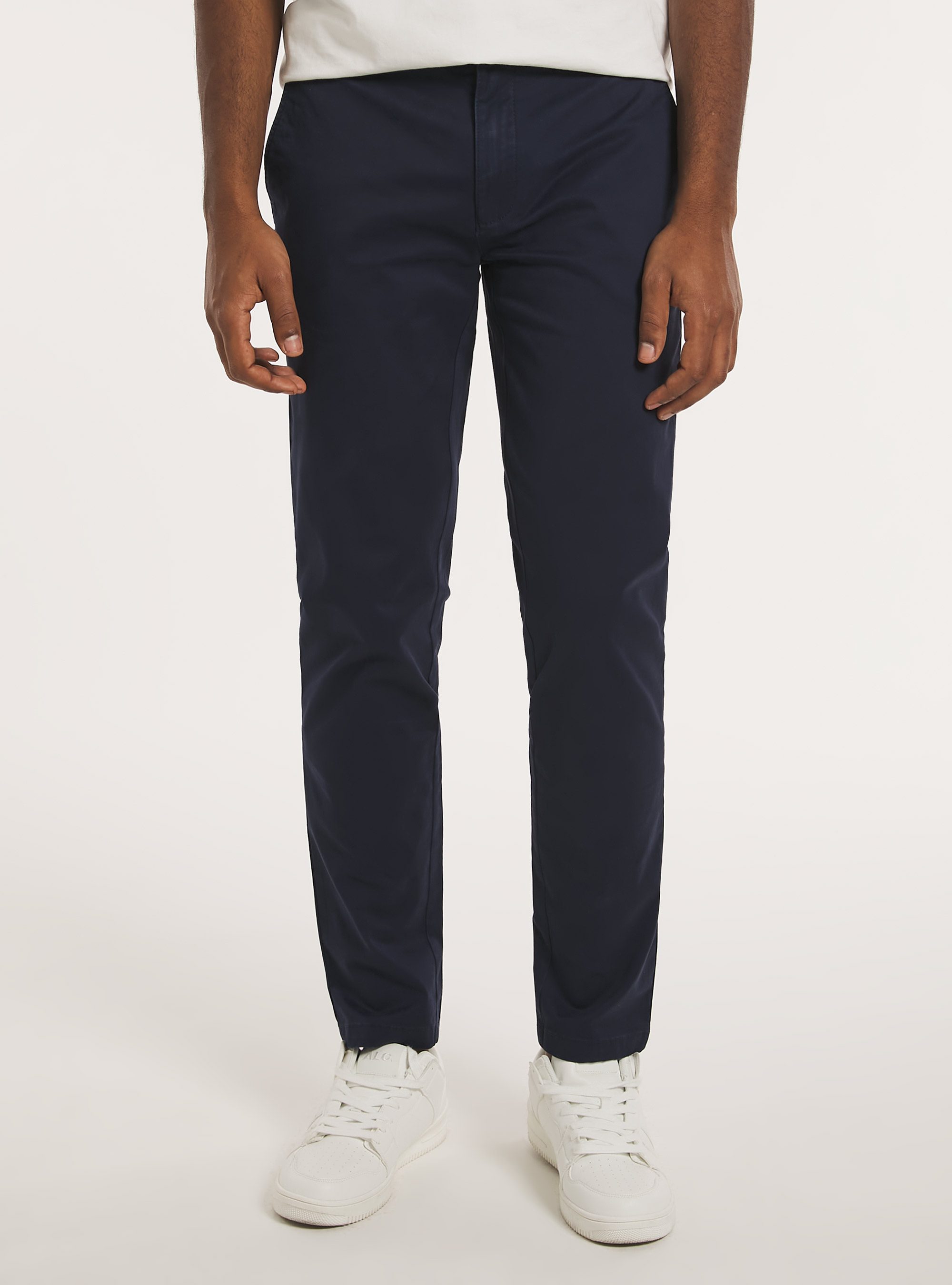 Pantaloni chino twill stretch skinny fit, BL1 BLUE DARK