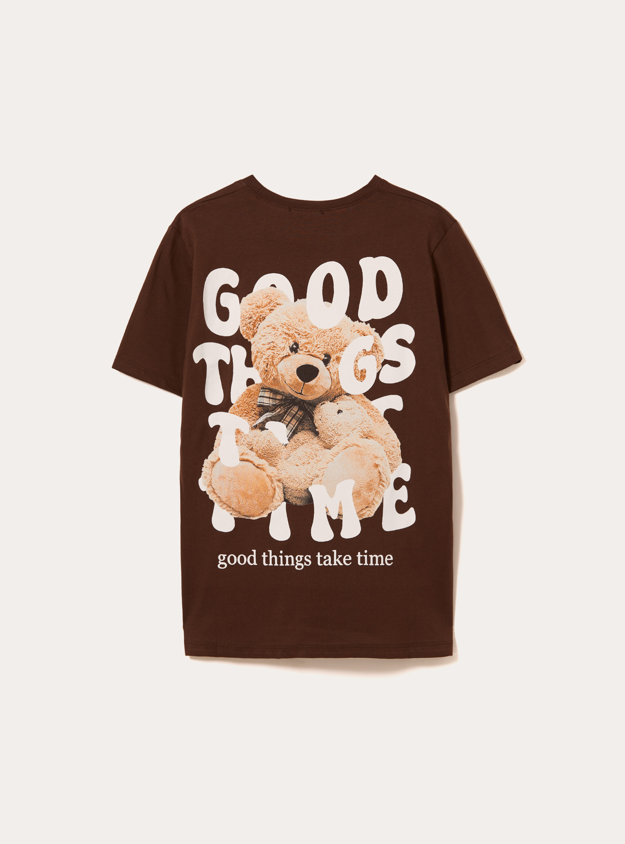 T-Shirt mit Teddy-Print, BR1 BROWN DARK