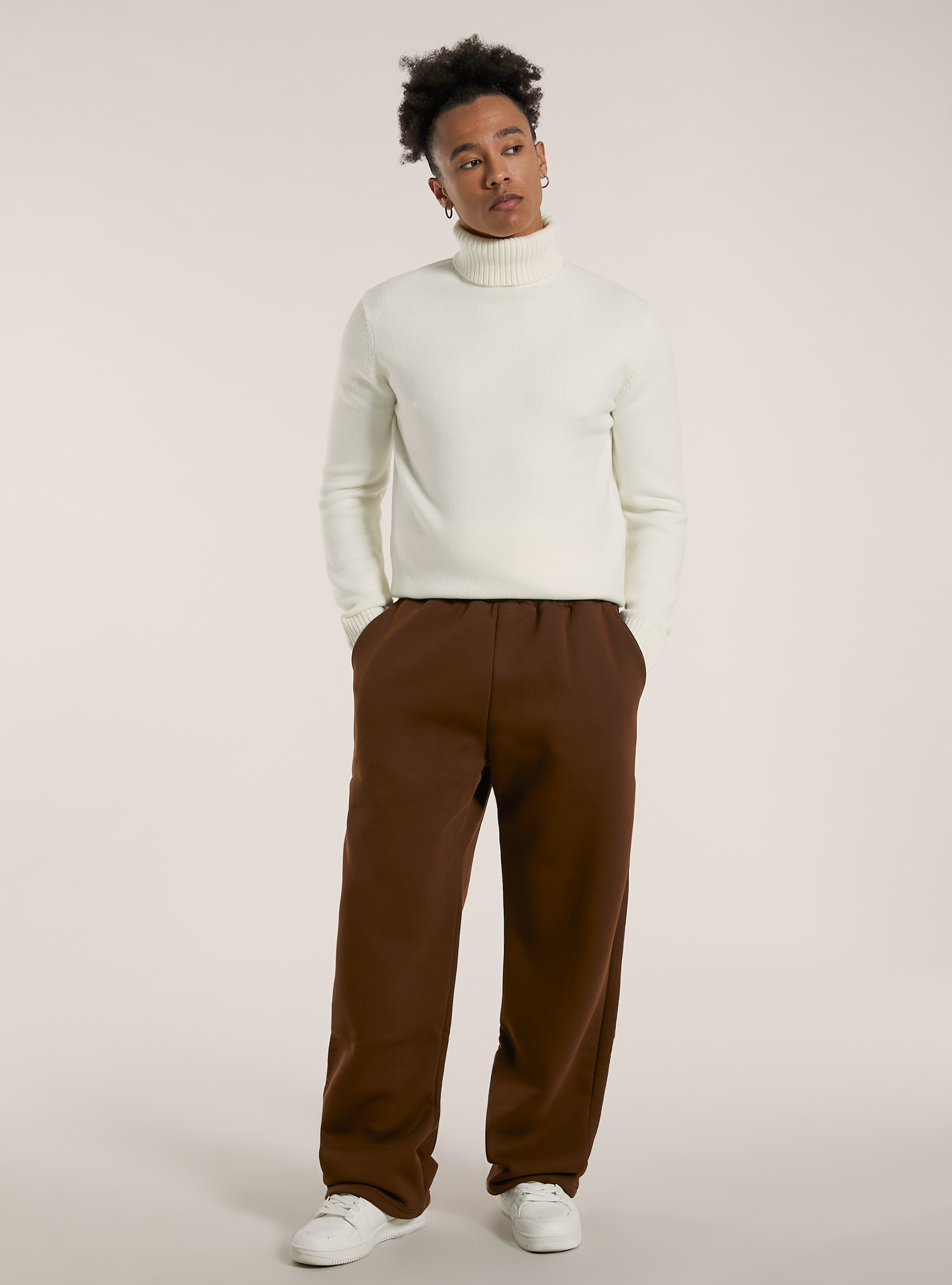 Loose fit fleece trousers, BR2 BROWN MEDIUM