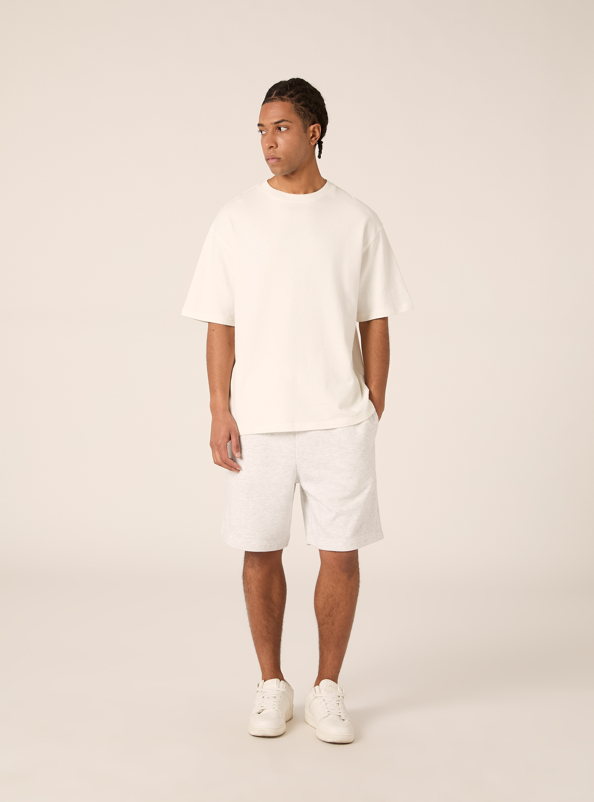 Bermuda  basico in felpa, MGY3 GREY MEL LIGHT