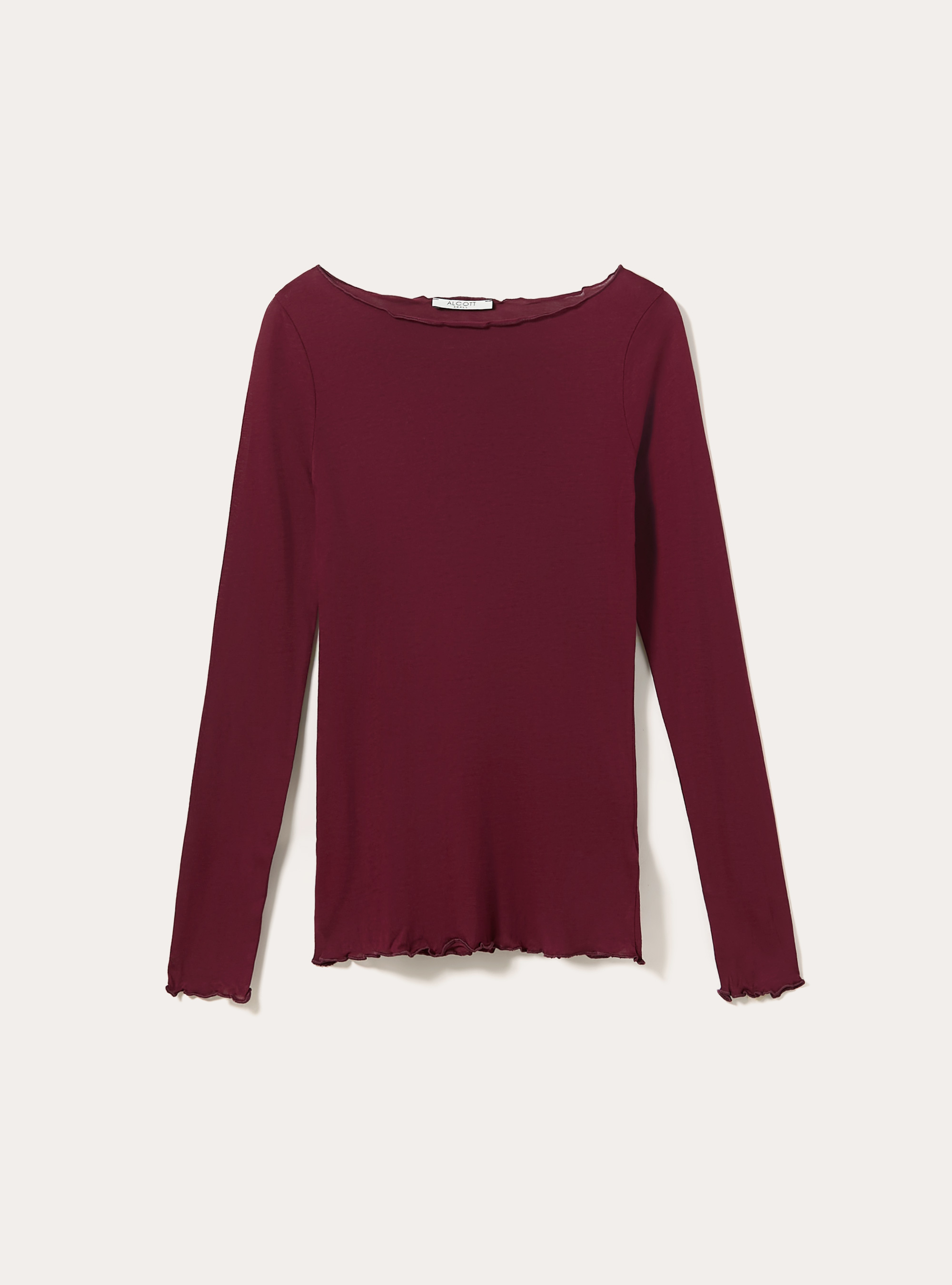 Long-sleeved shirt in wool blend, BO2 BORDEAUX MEDIUM