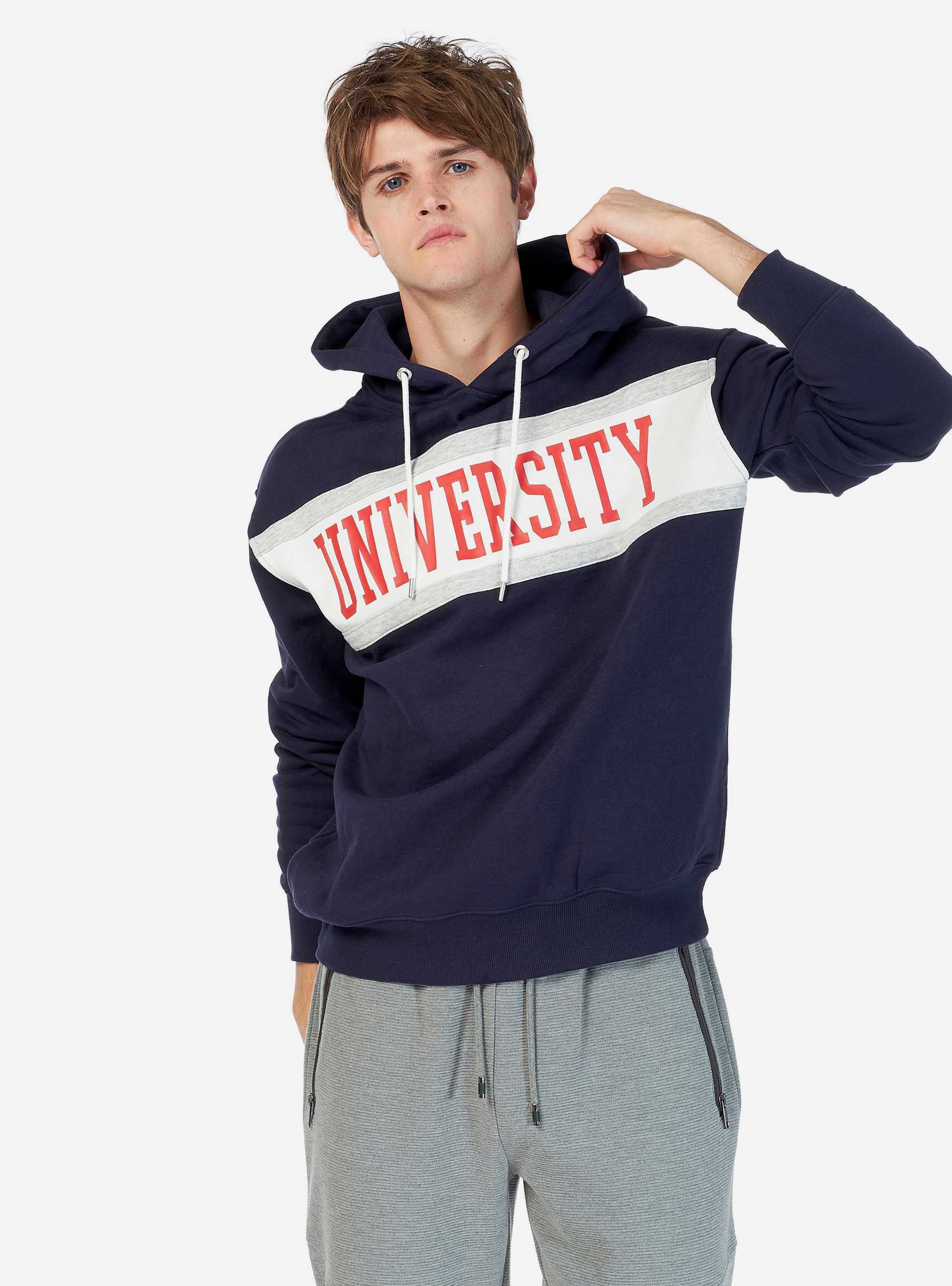 Felpa hoody con stampa, BLU