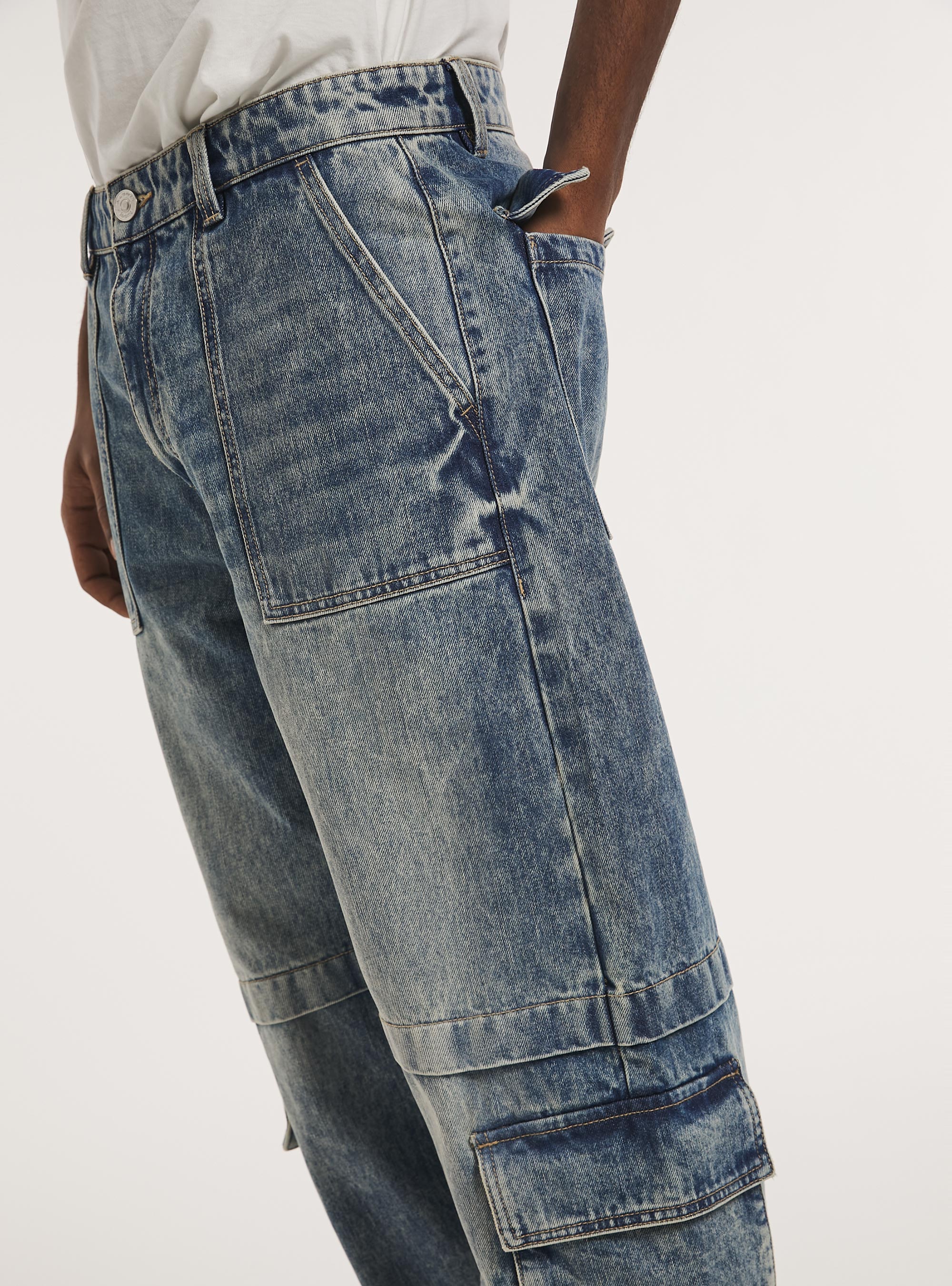 Relaxed fit cargo jeans, D005 LIGHT BLUE
