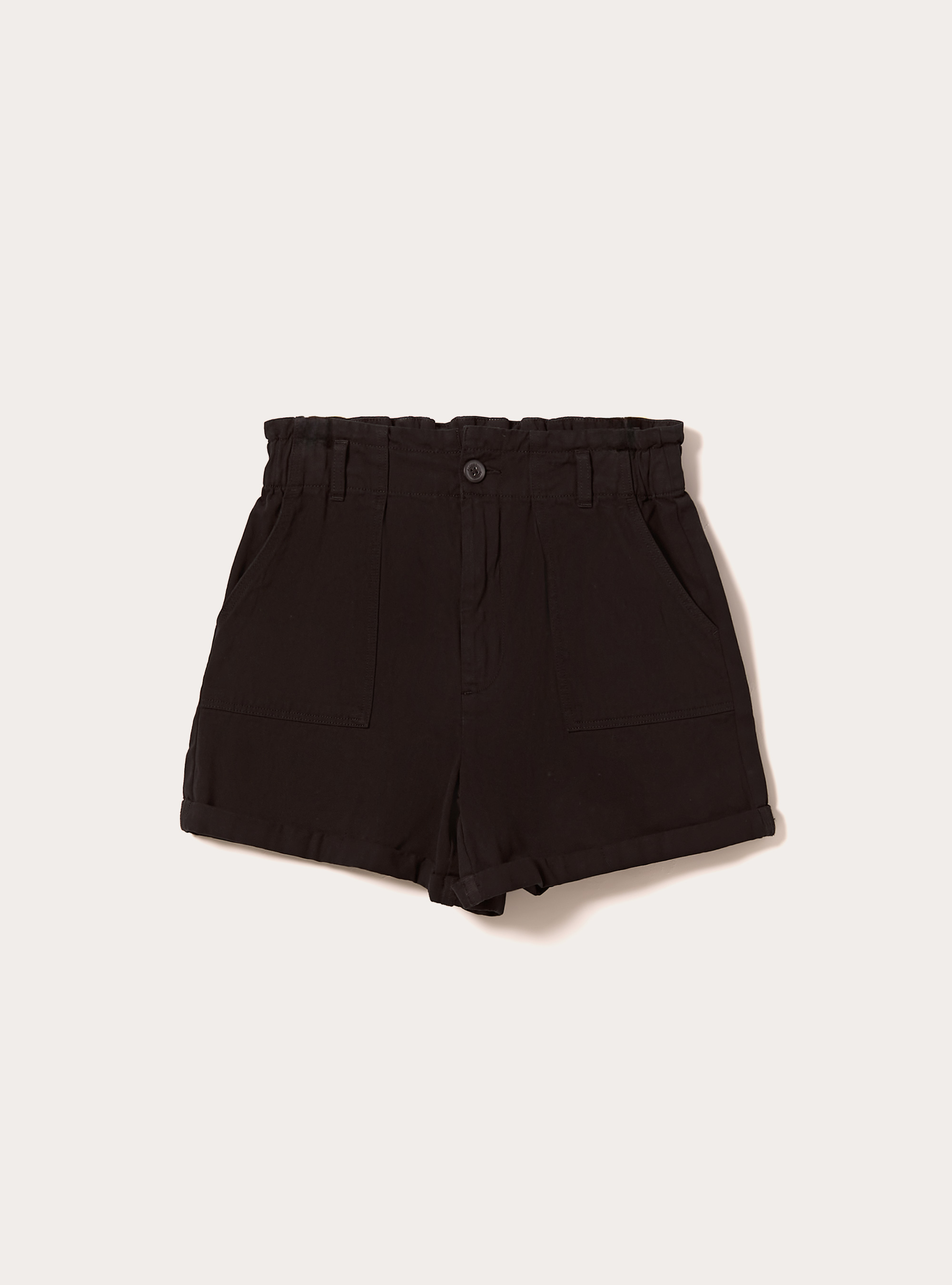 Shorts with pockets and candyfloss waist, BK1 BLACK