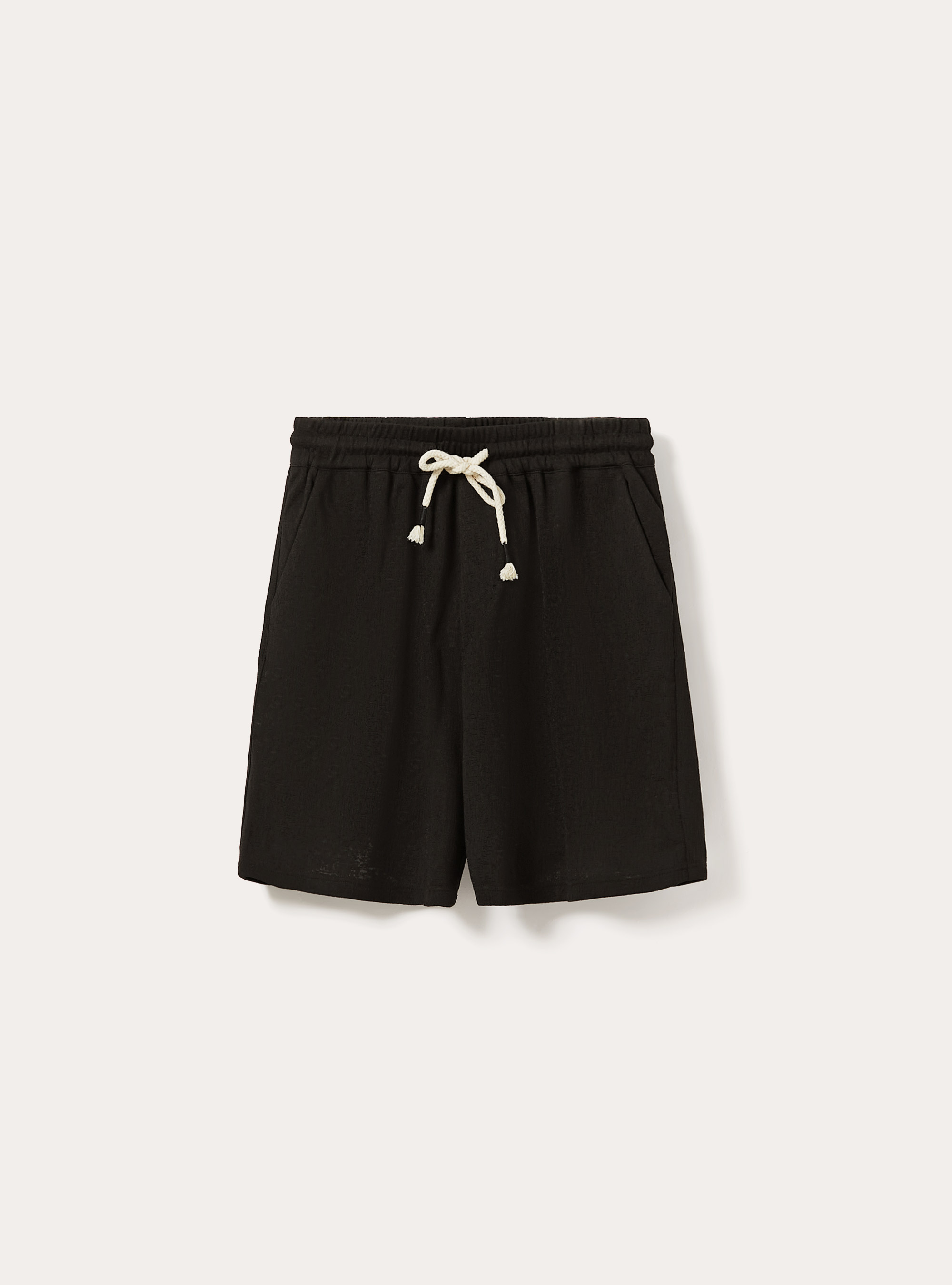 Bermudas con textura y cord&oacute;n ajustable, BK1 BLACK
