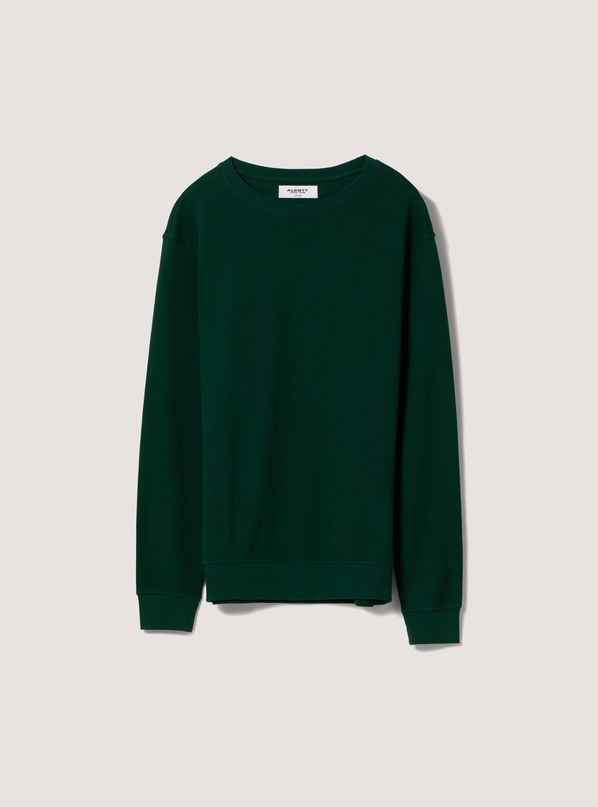 Sweat-shirt en coton piqu&eacute;, GN1 GREEN DARK