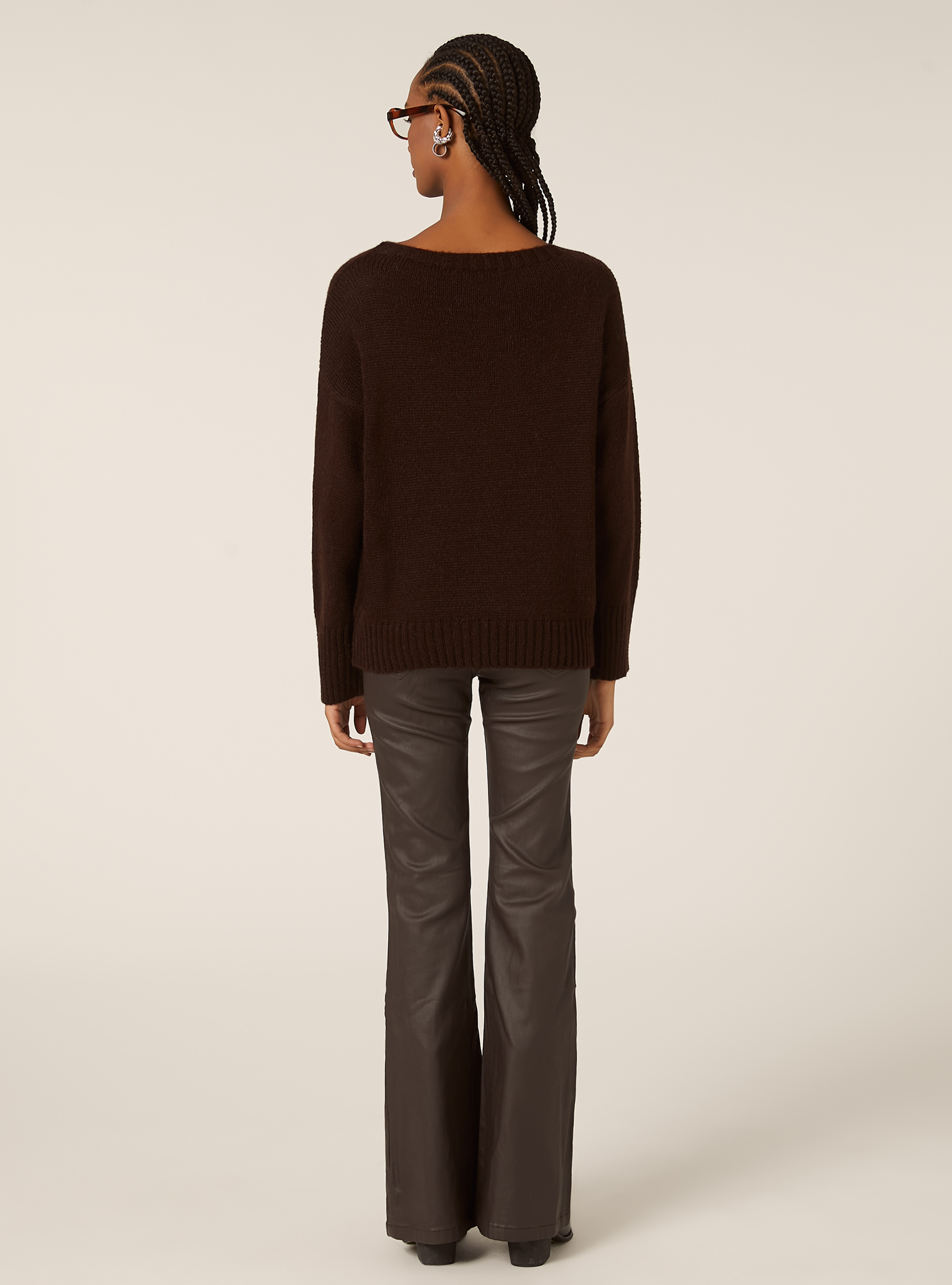 Pullover girocollo, BR1 BROWN DARK
