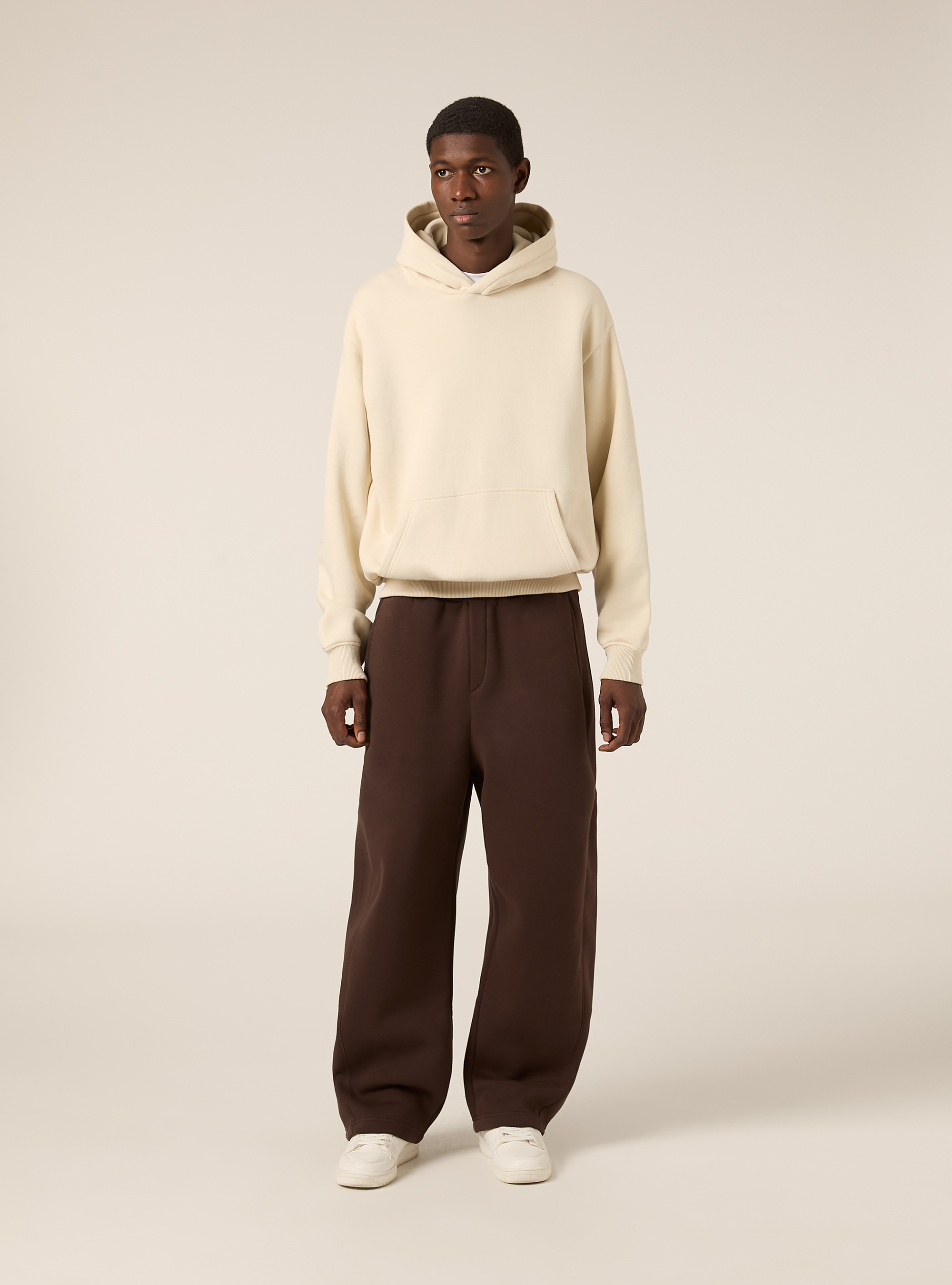 Barrel fit fleece trousers, BR1 BROWN DARK