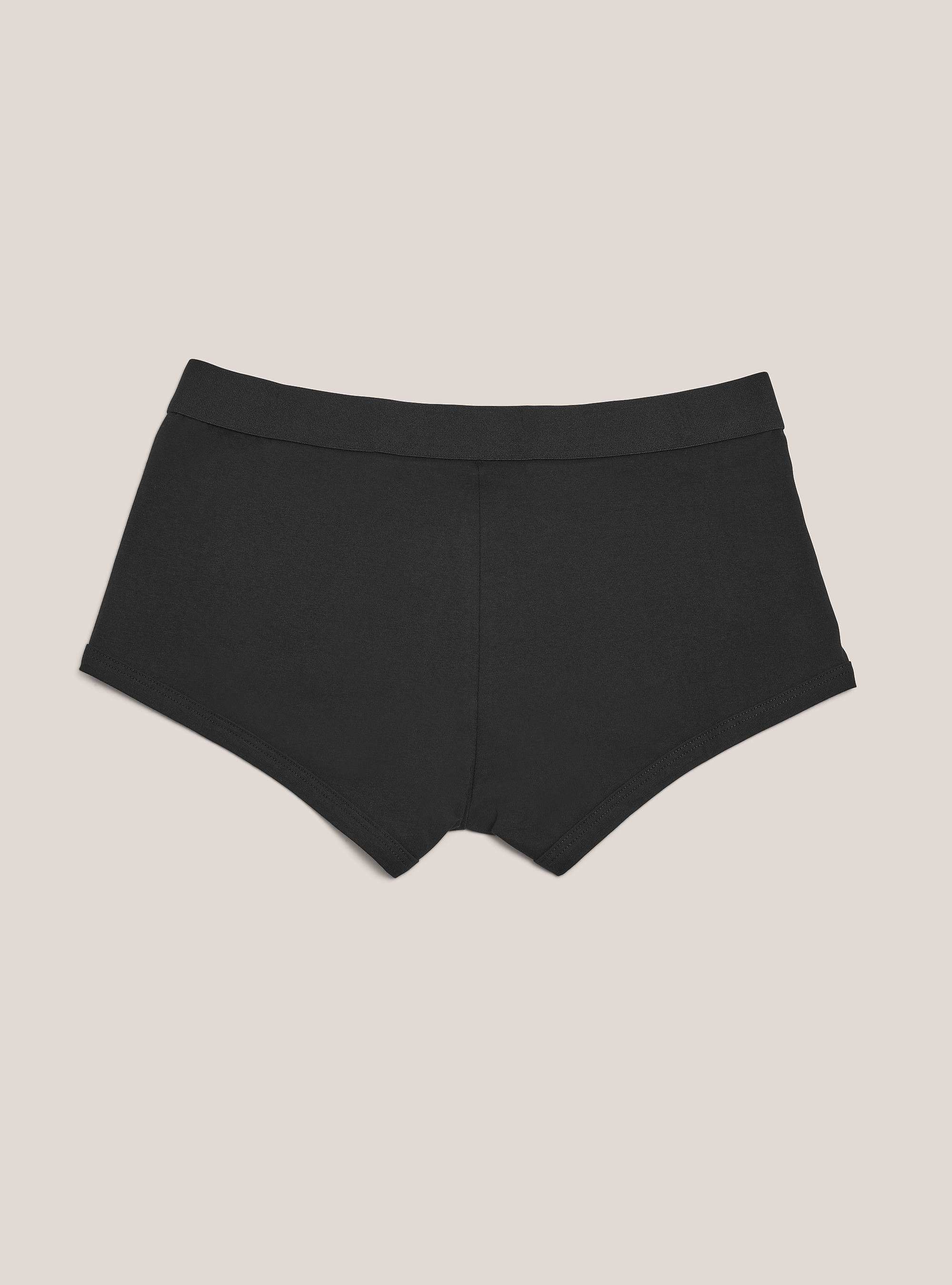 Stretch cotton boxer shorts with logo, BLACK