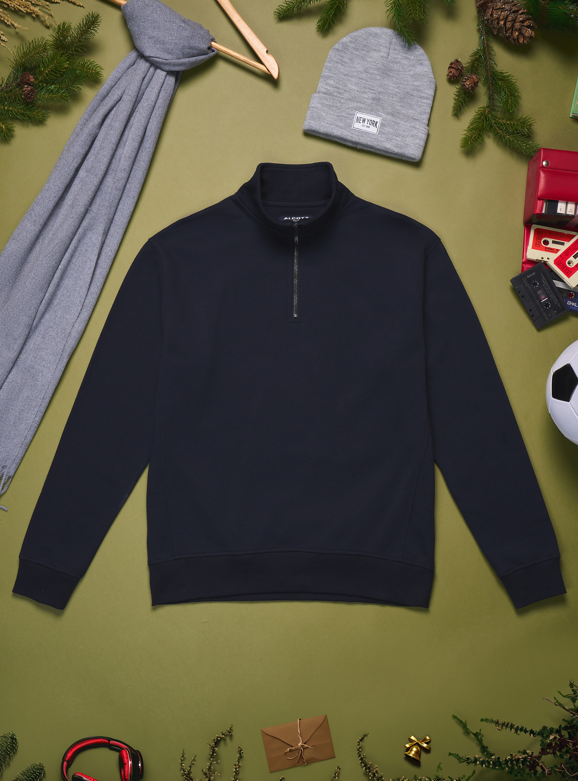 Sweatshirt demi-cou uni, NA1 NAVY DARK