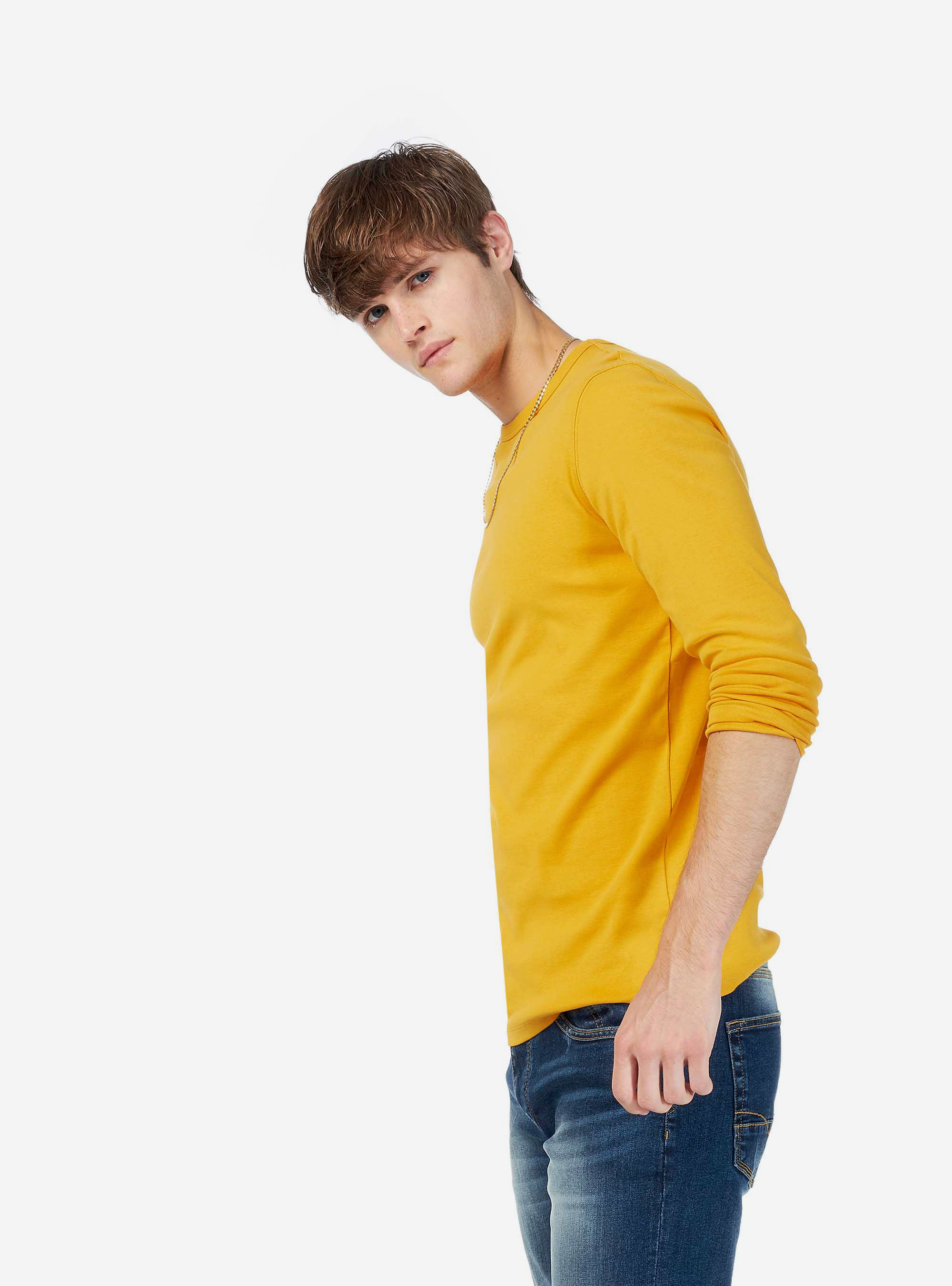 Basic t-shirt 100% cotton comfort fit, C719 SENAPE