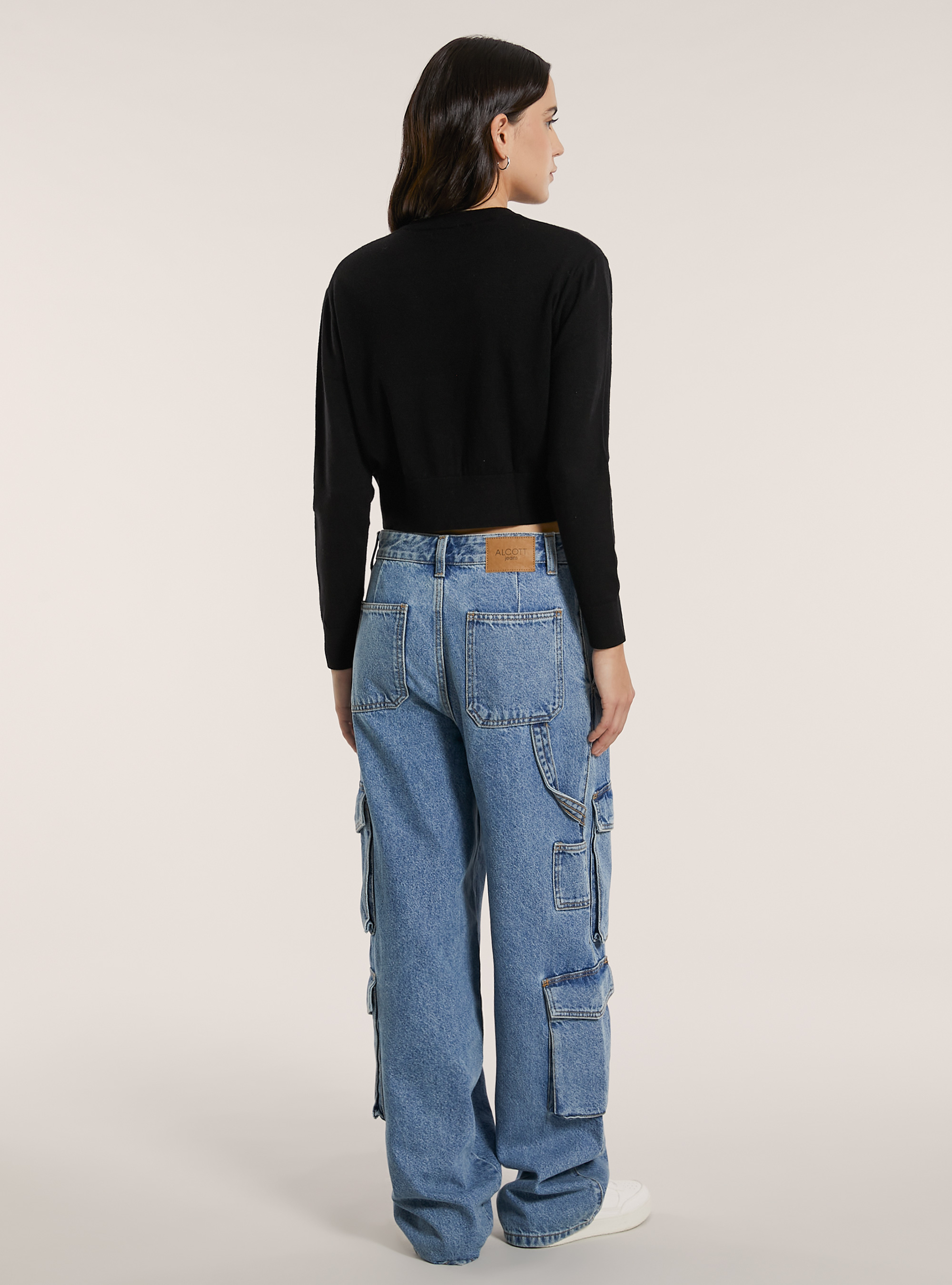 Pull à col rond coupe boxy, BK1 BLACK