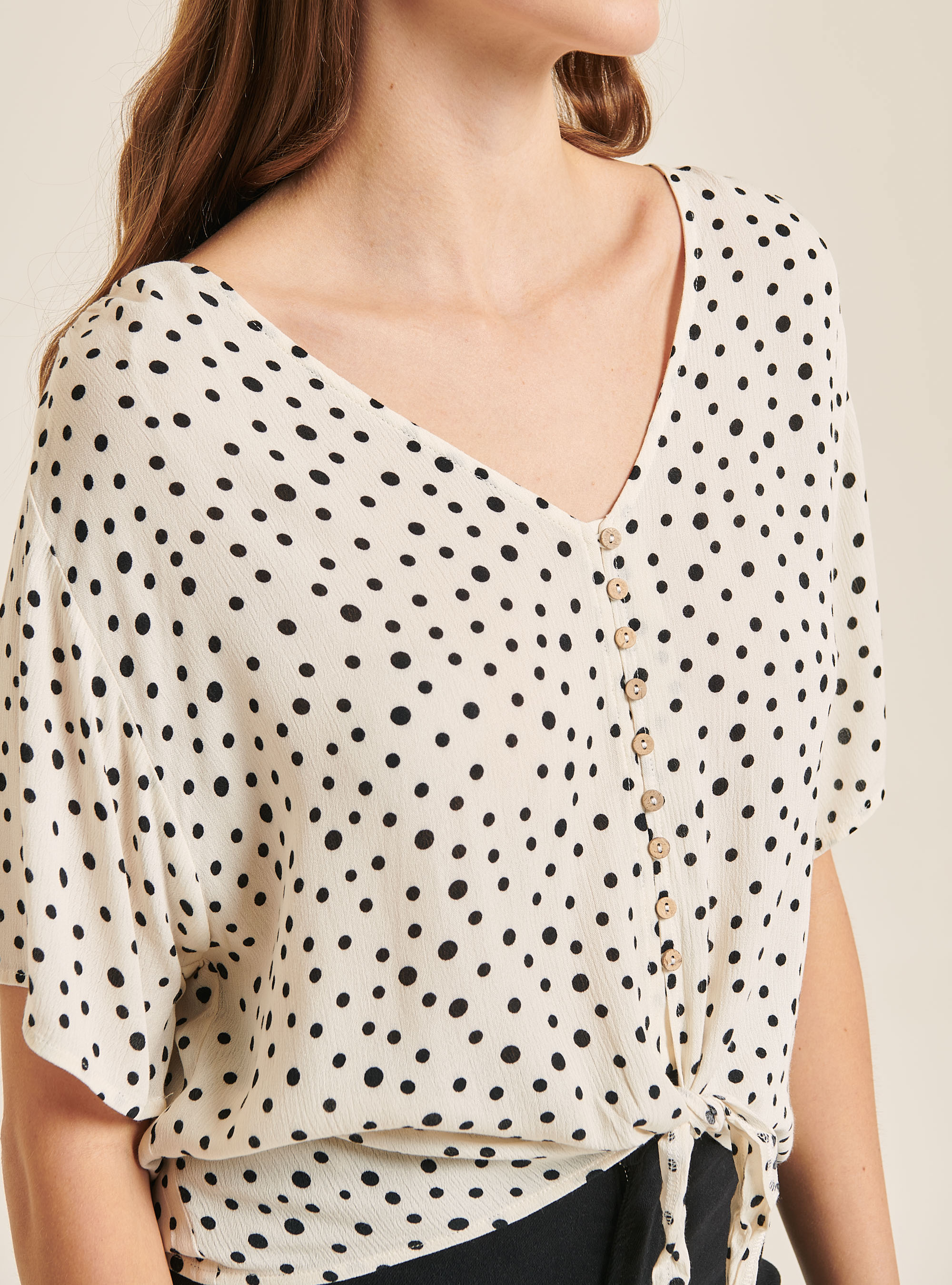 Printed shirt with knot, MULTICOLOR