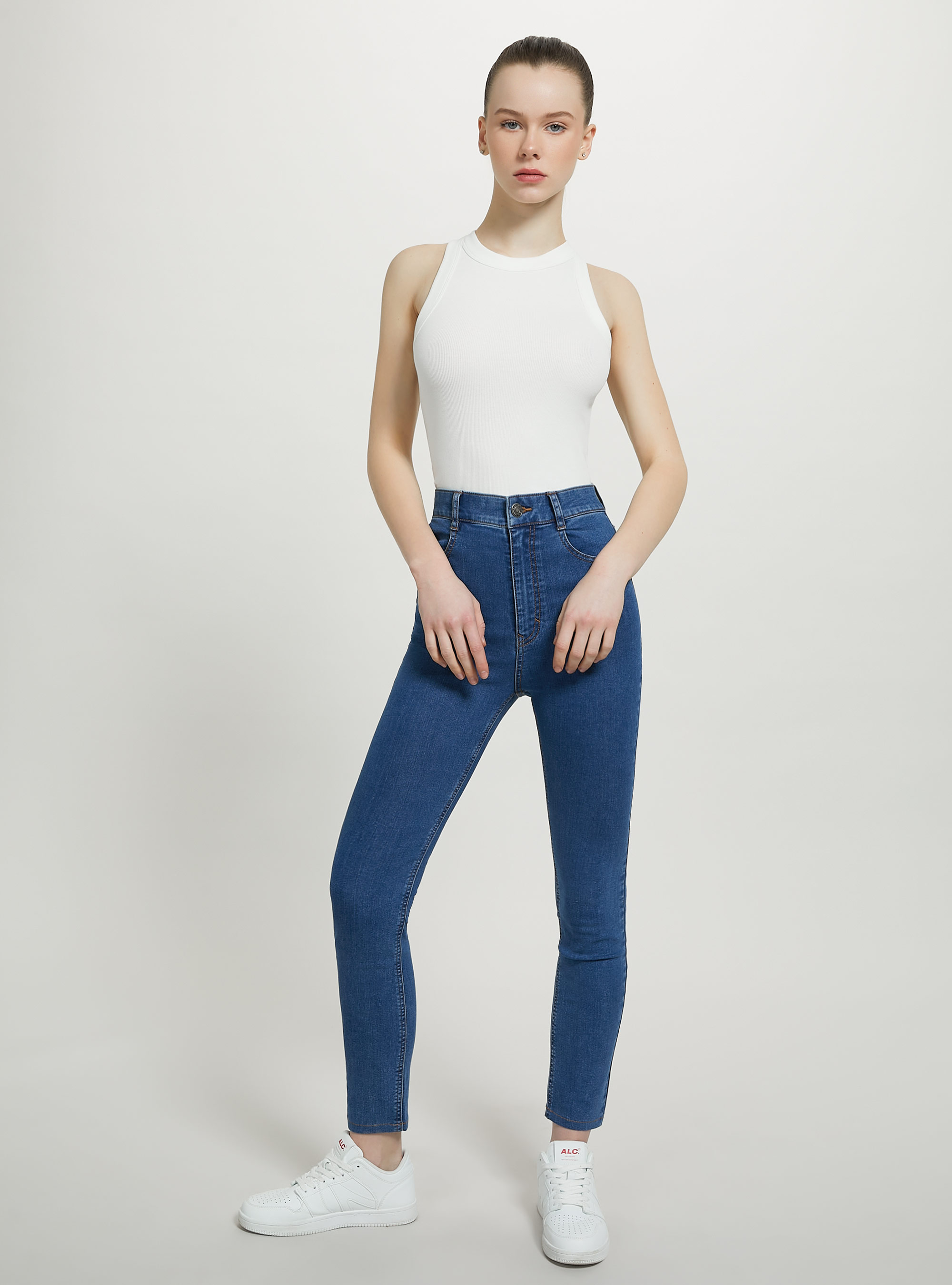 Ribbed cotton tank top, WH2 WHITE