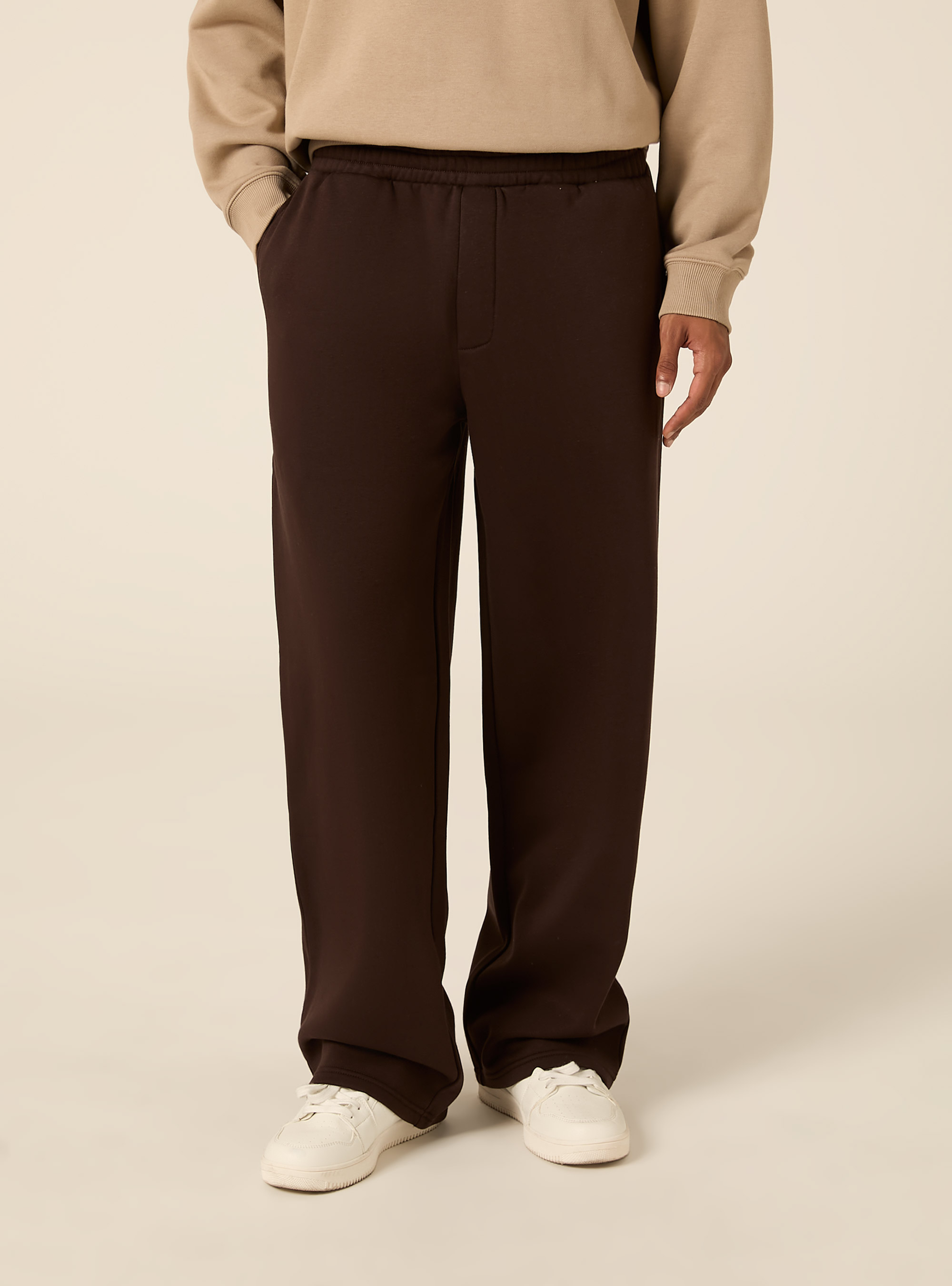 Pantaloni loose in felpa, BR1 BROWN DARK
