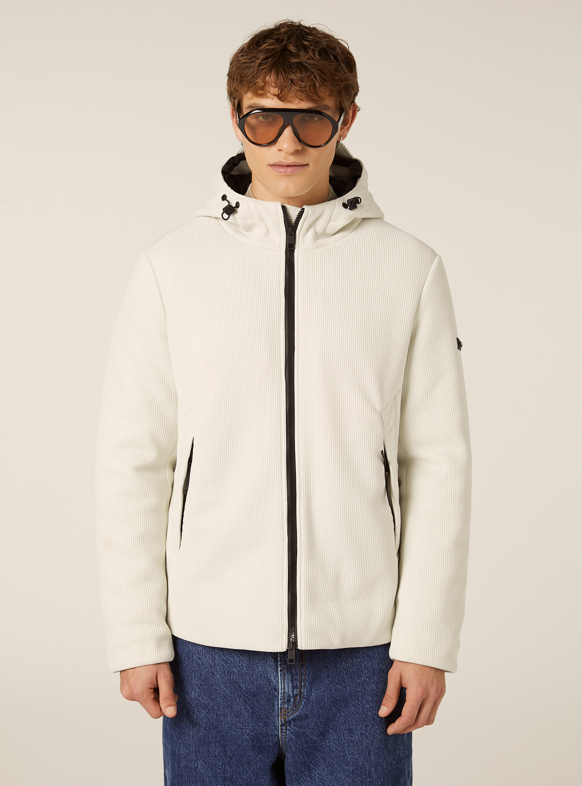 Giubbino imbottito con cappuccio costa inglese, WH1 OFF WHITE