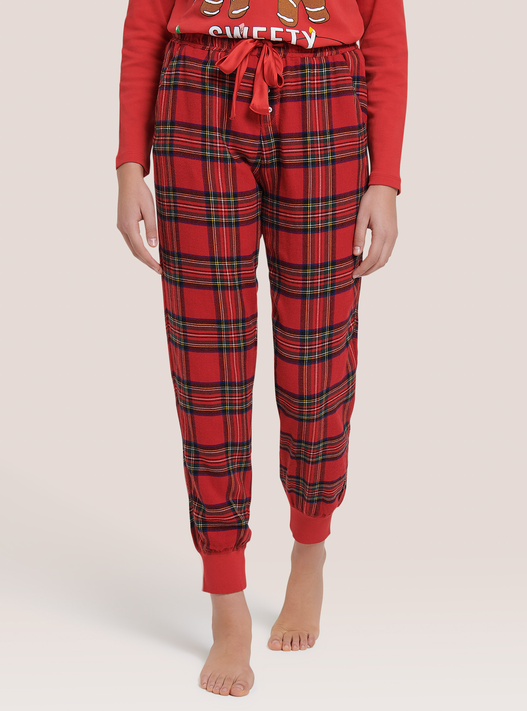 Pijama de Navidad de algodón, ROJO A CUADROS