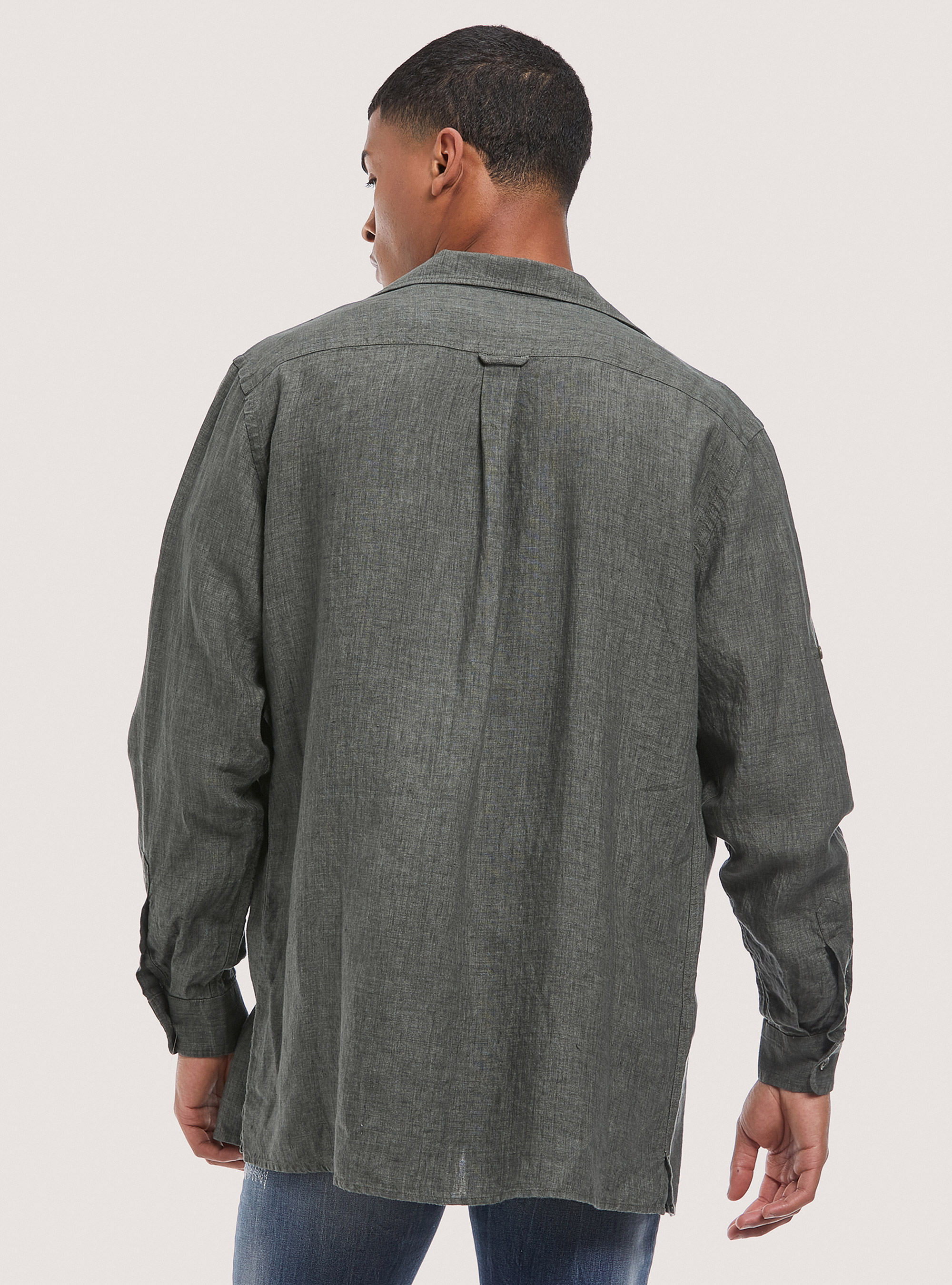 Giacca camicia in lino, KAKI