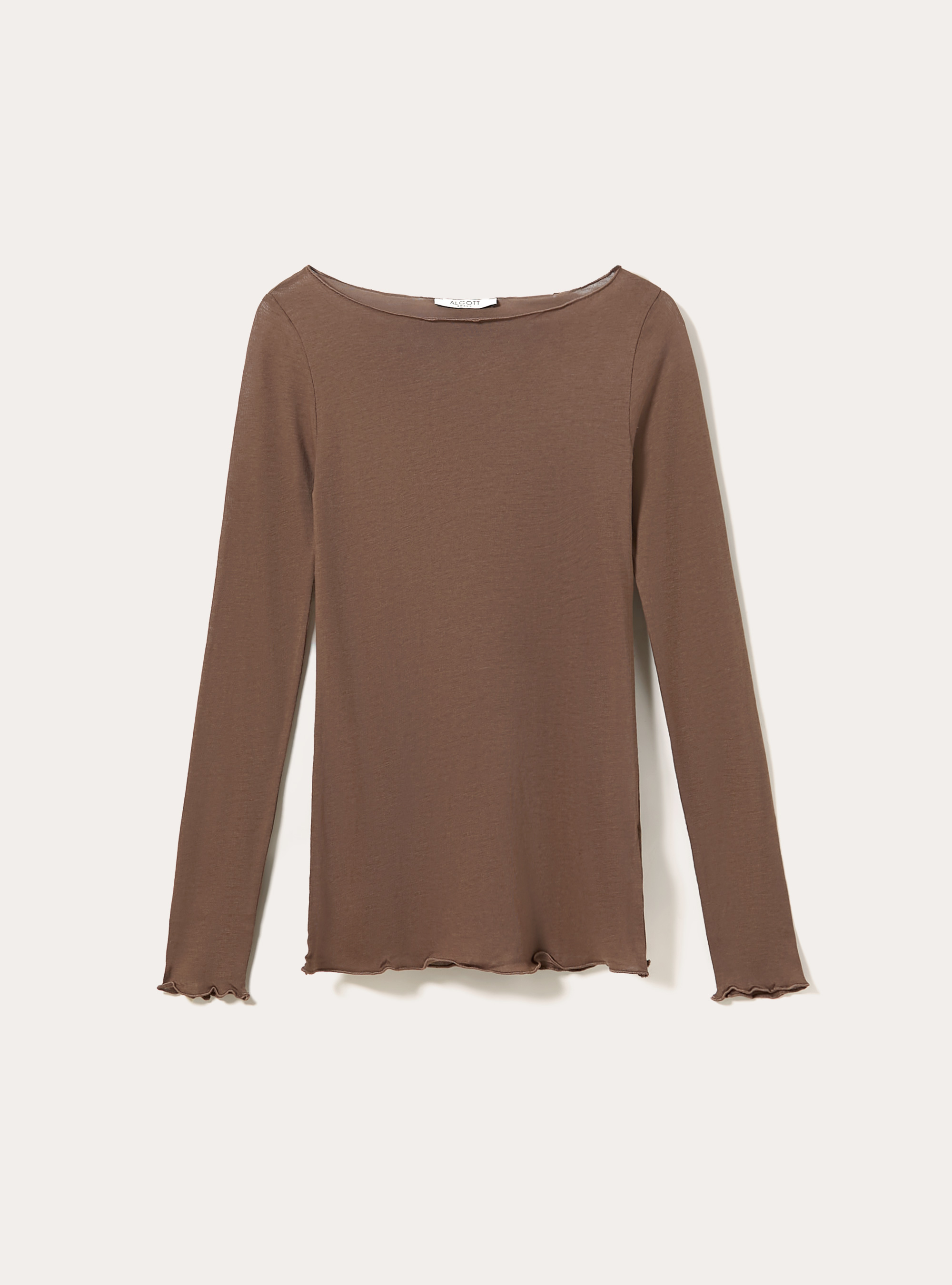 Long-sleeved shirt in wool blend, BR2 BROWN MEDIUM