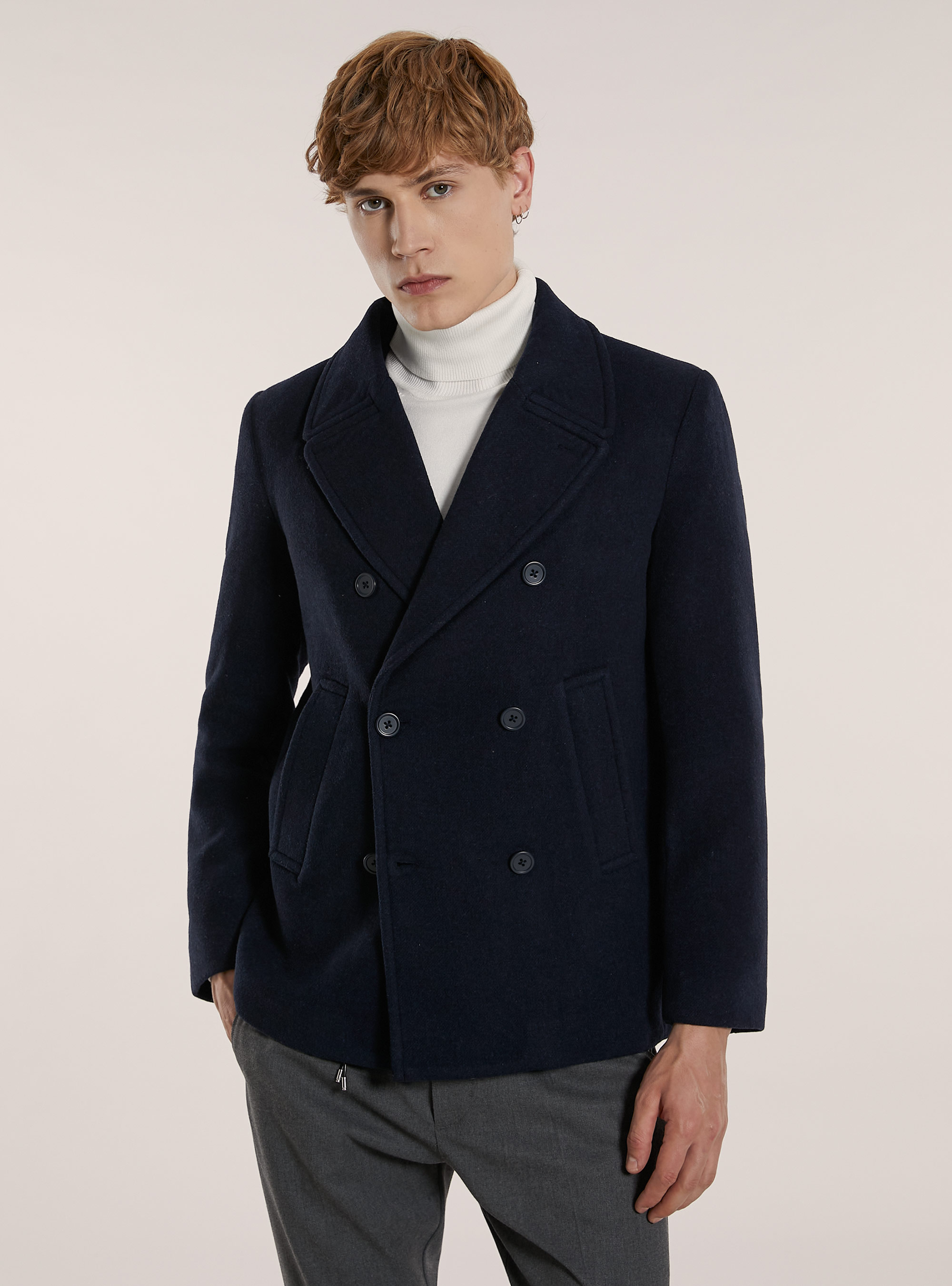 Manteau en caban à double boutonnage, NA1 NAVY DARK
