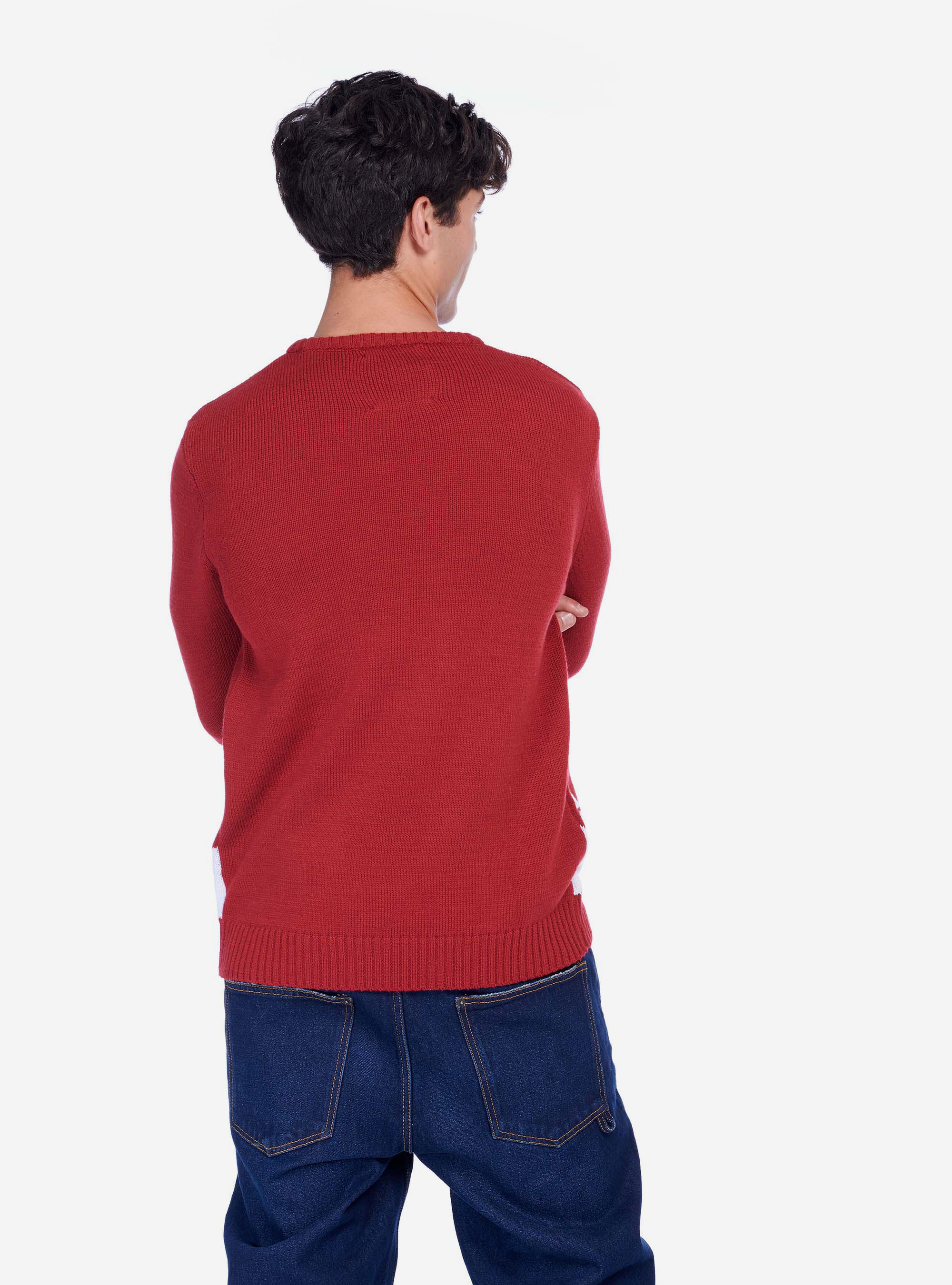Pull à col rond avec renne, C0344 RED