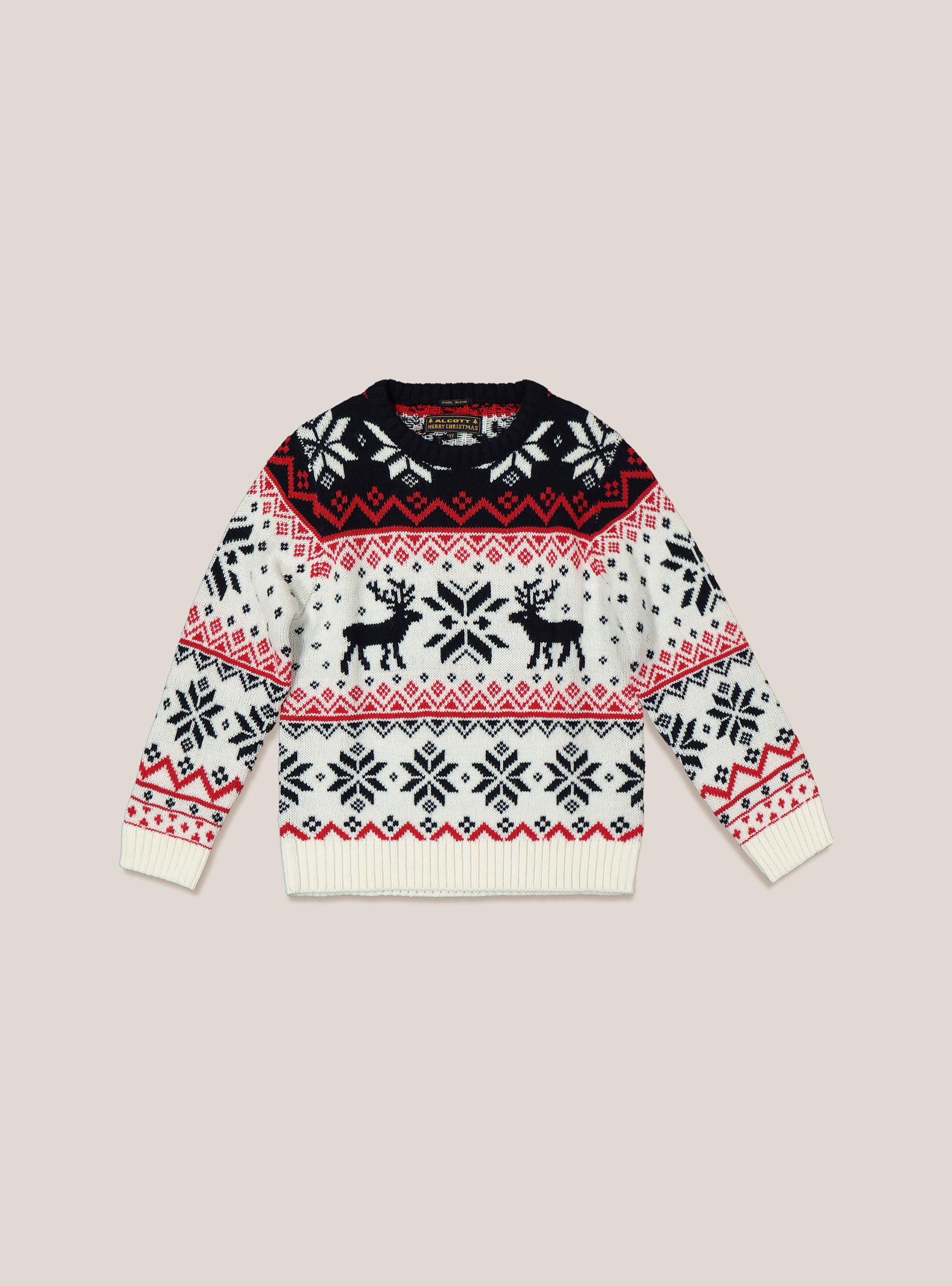 Christmas pullover ''mini me'' with reindeer, WHITE