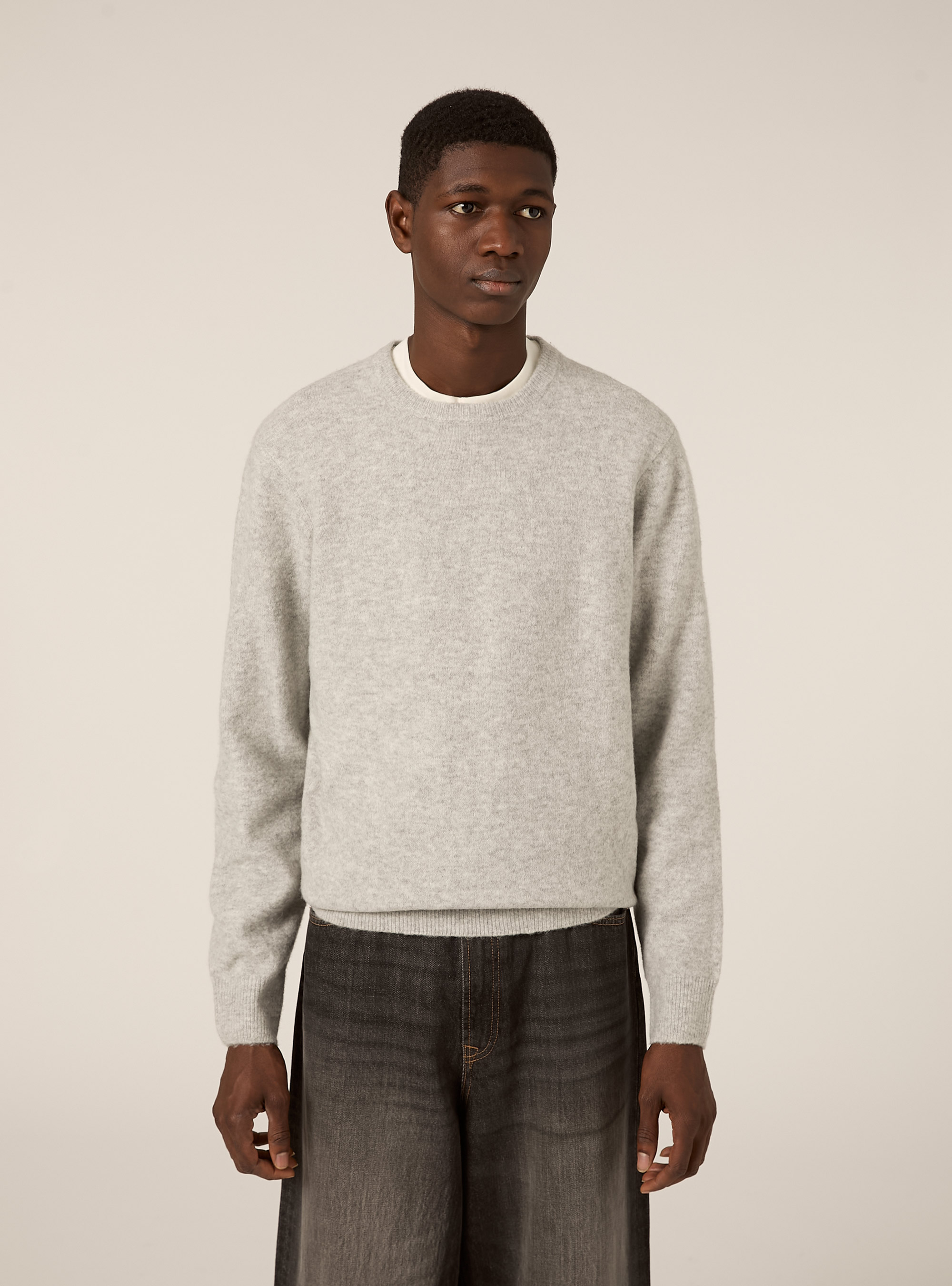 Soft crew neck pullover, MGY3 GREY MEL LIGHT