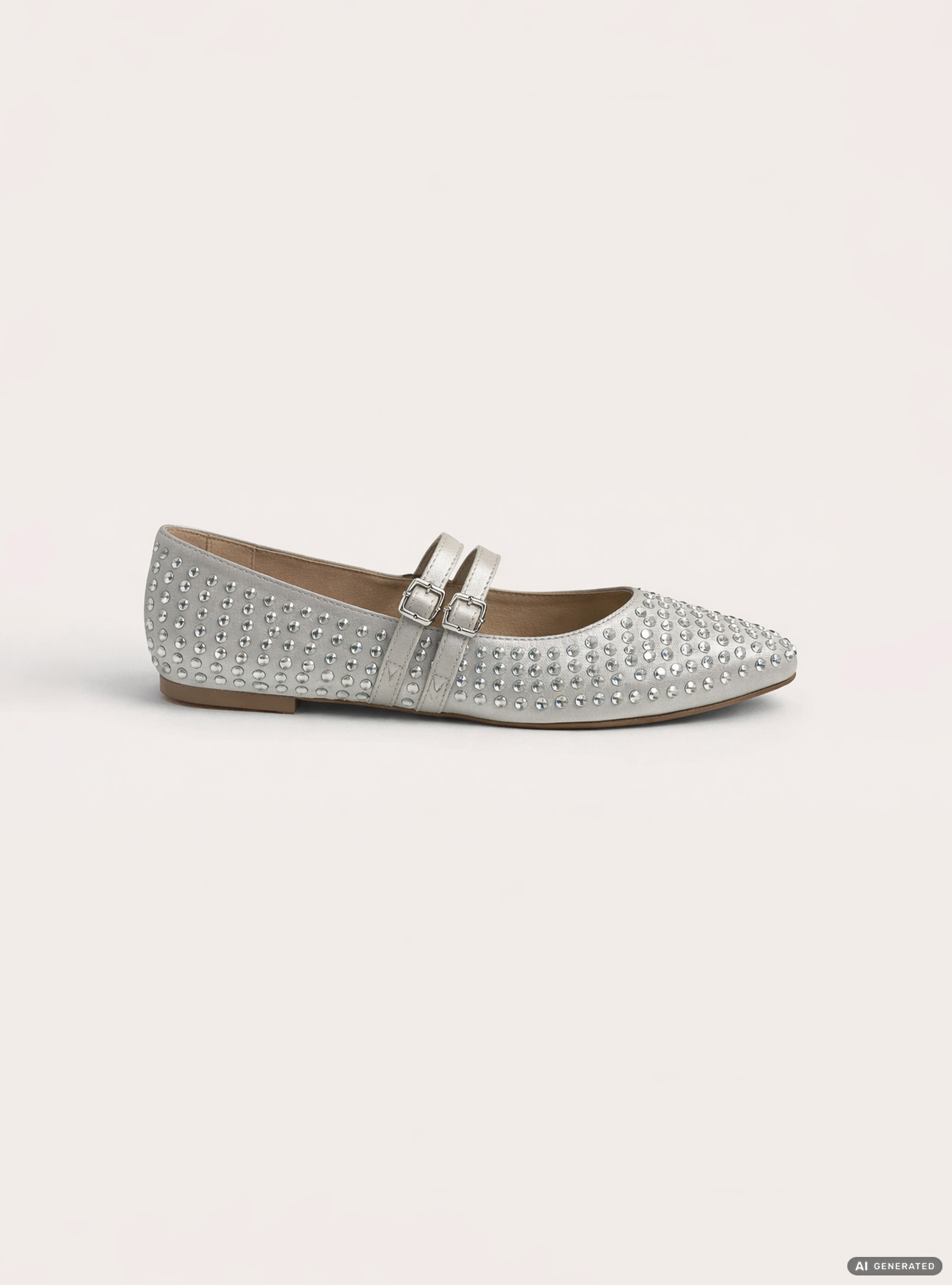 Studded ballet flats, WH1 OFF WHITE