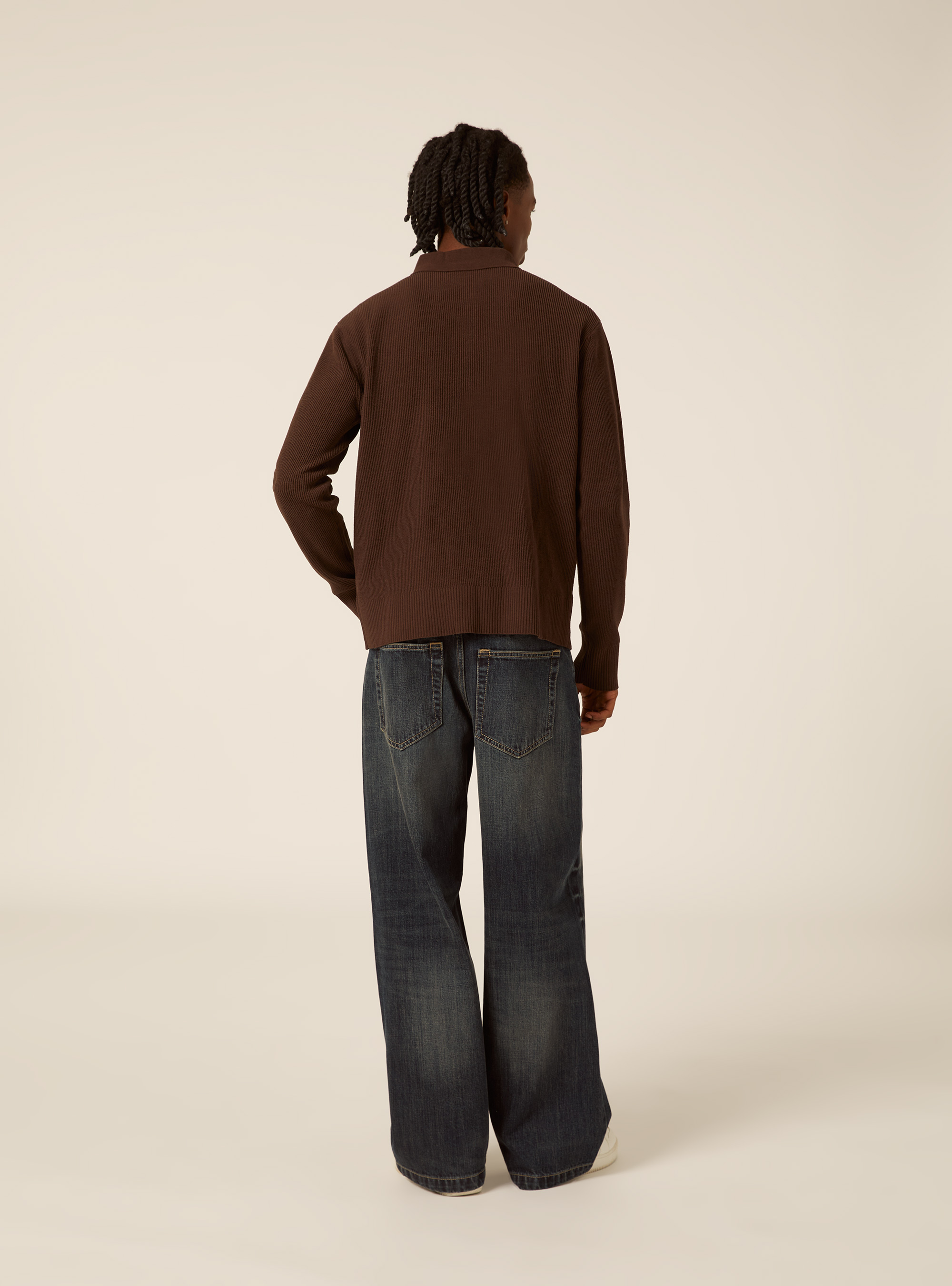 Polo in maglia chenille, MARRONE SCURO