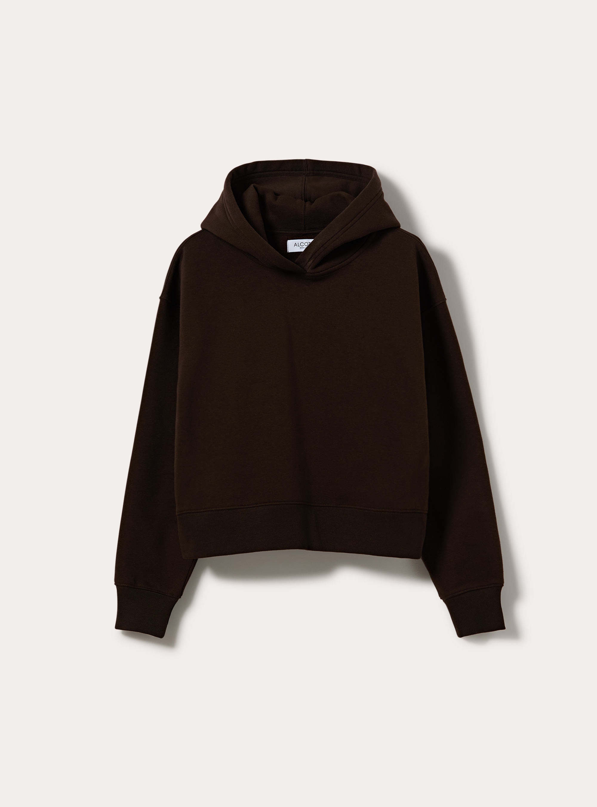 Felpa boxy con cappuccio, BR1 BROWN DARK