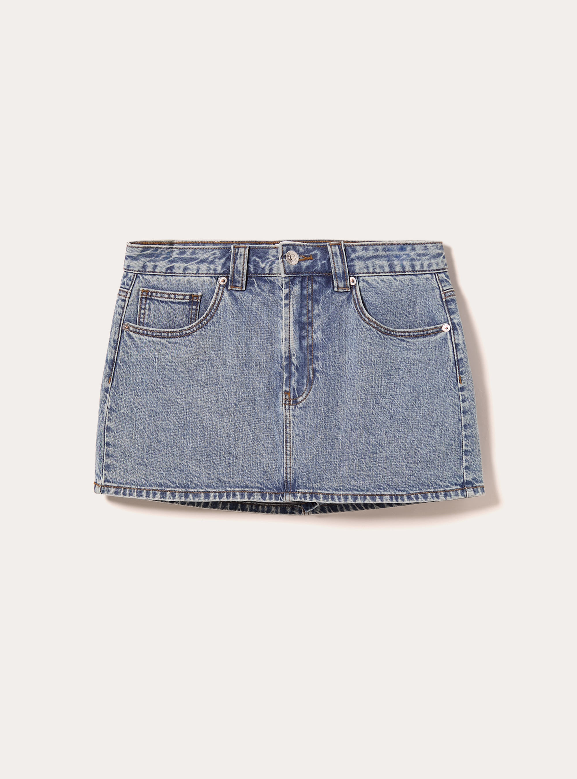 Mini skort in denim, D006 AZURE