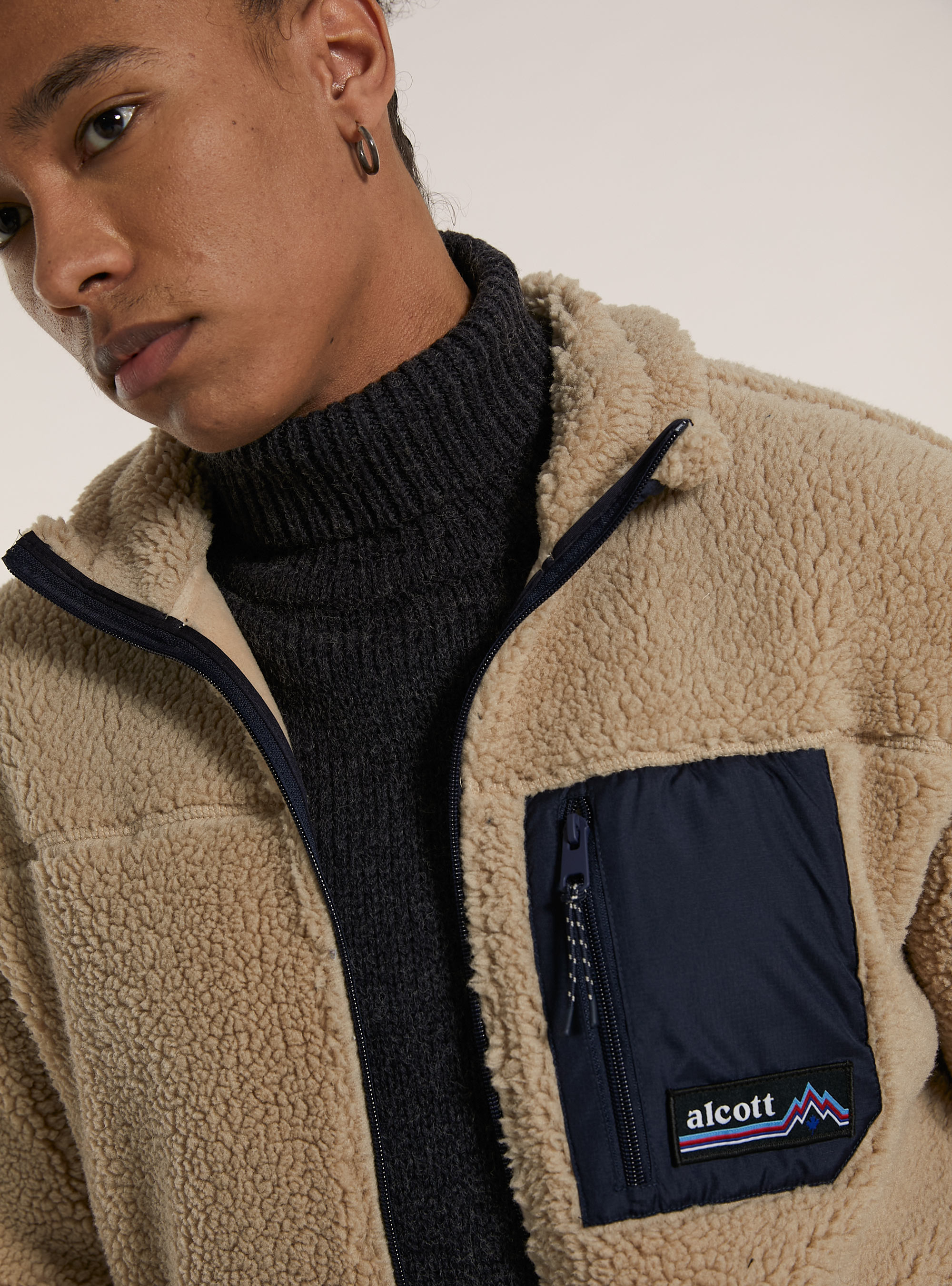 Teddy jacket with fleece lining, BG2 BEIGE MEDIUM