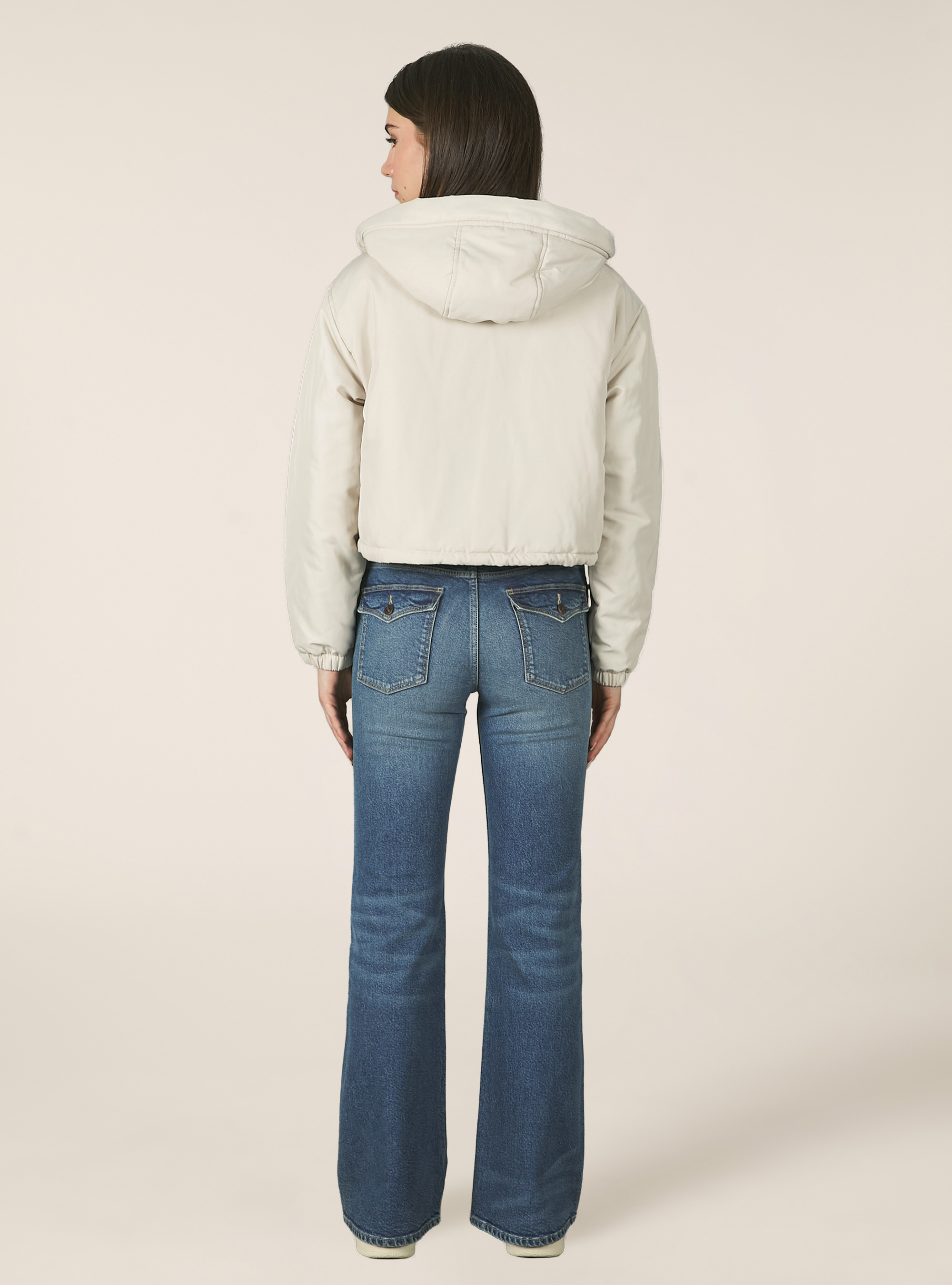 Cropped jacket with teddy lining, BG3 BEIGE LIGHT